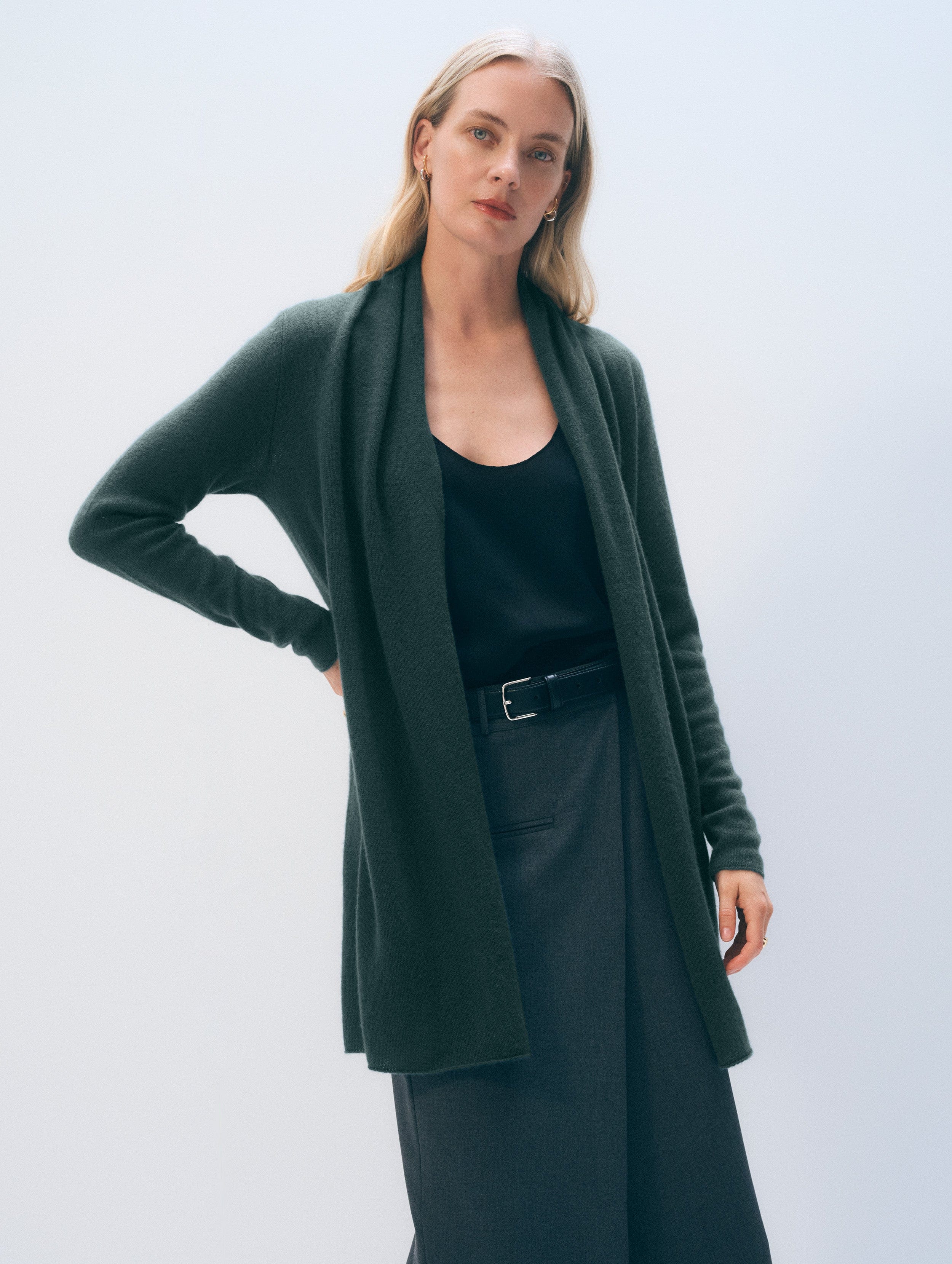 Cashmere Trapeze Cardigan | Juniper Green