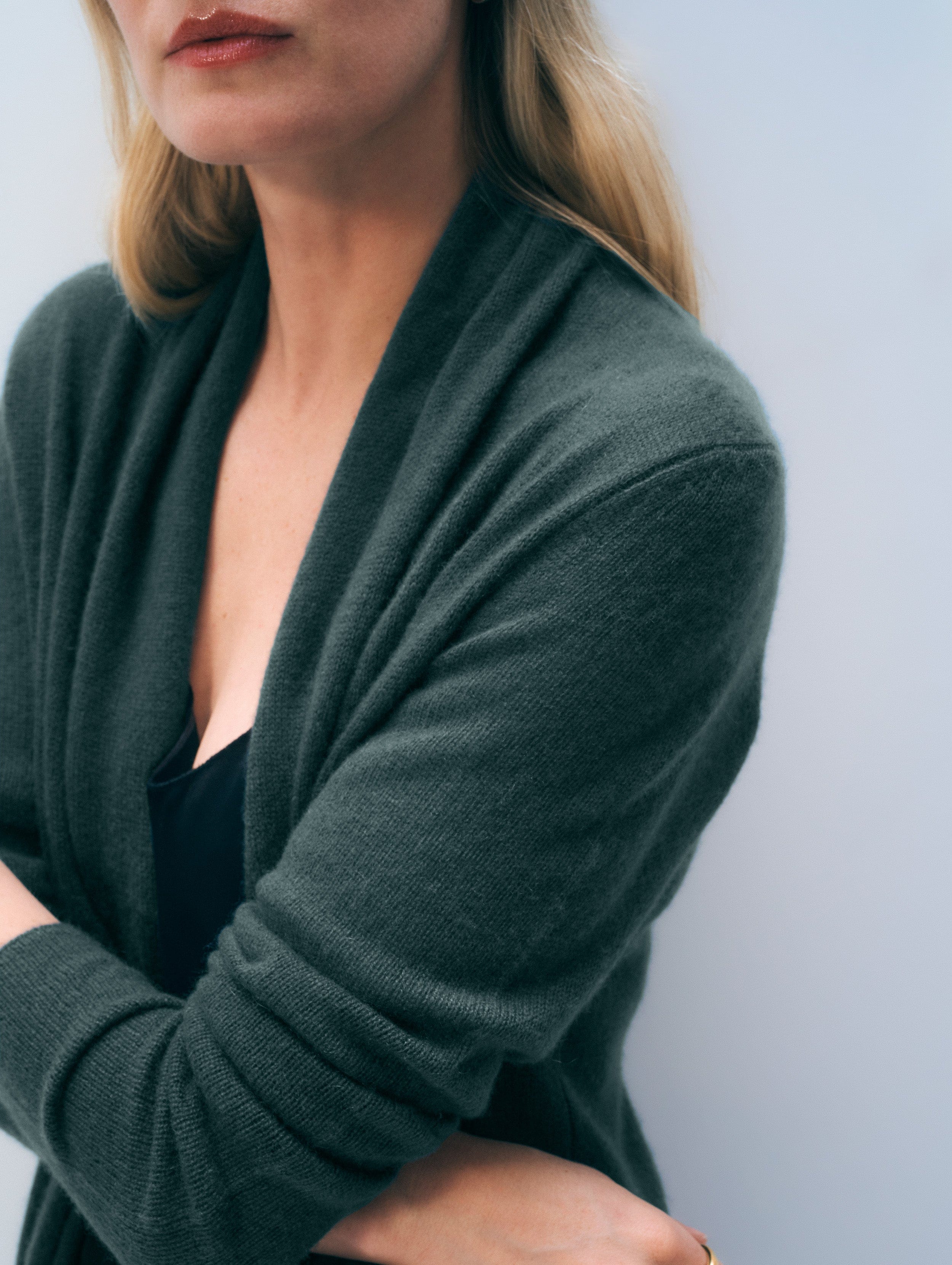 Cashmere Trapeze Cardigan | Juniper Green
