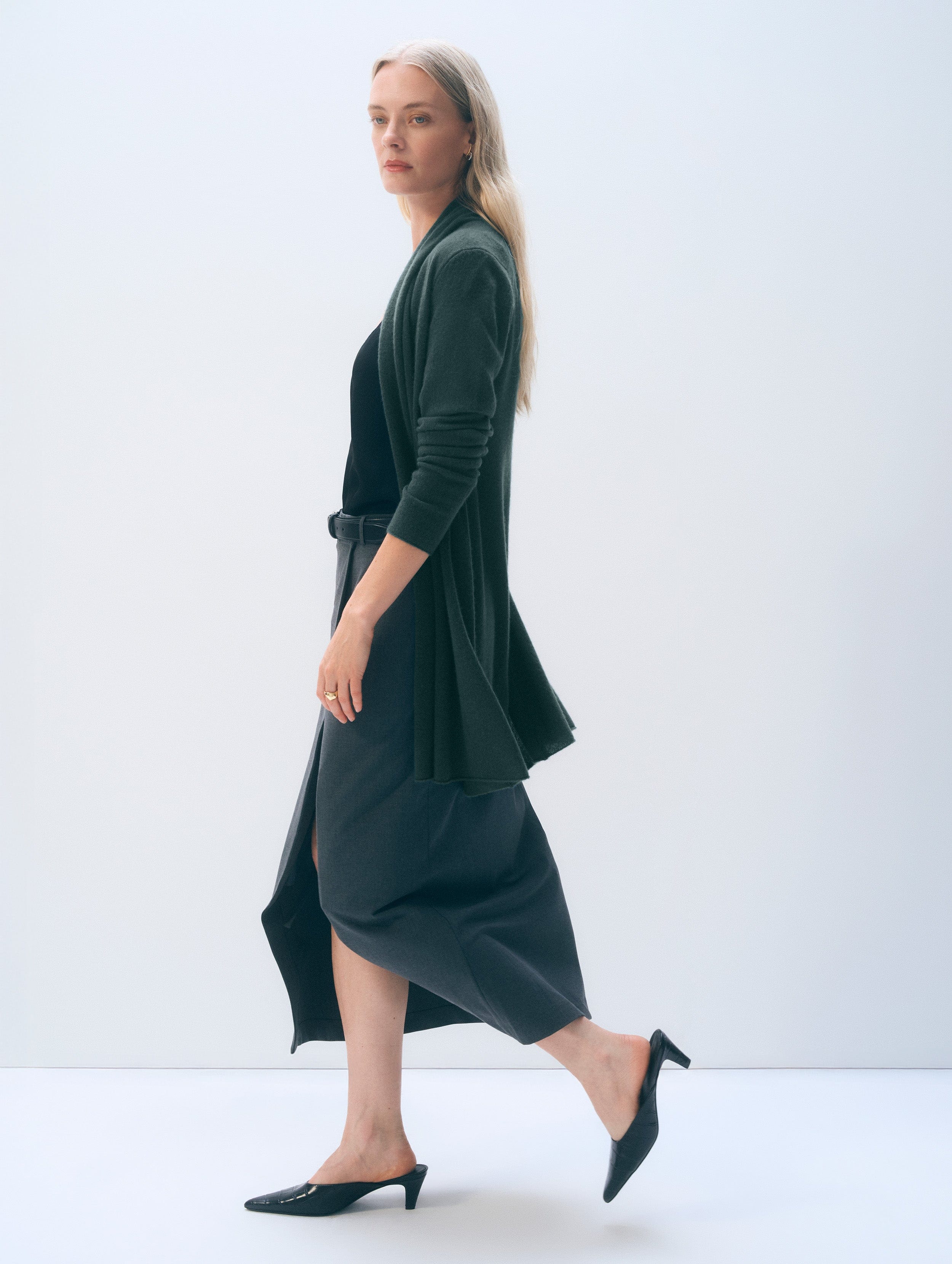 Cashmere Trapeze Cardigan | Juniper Green