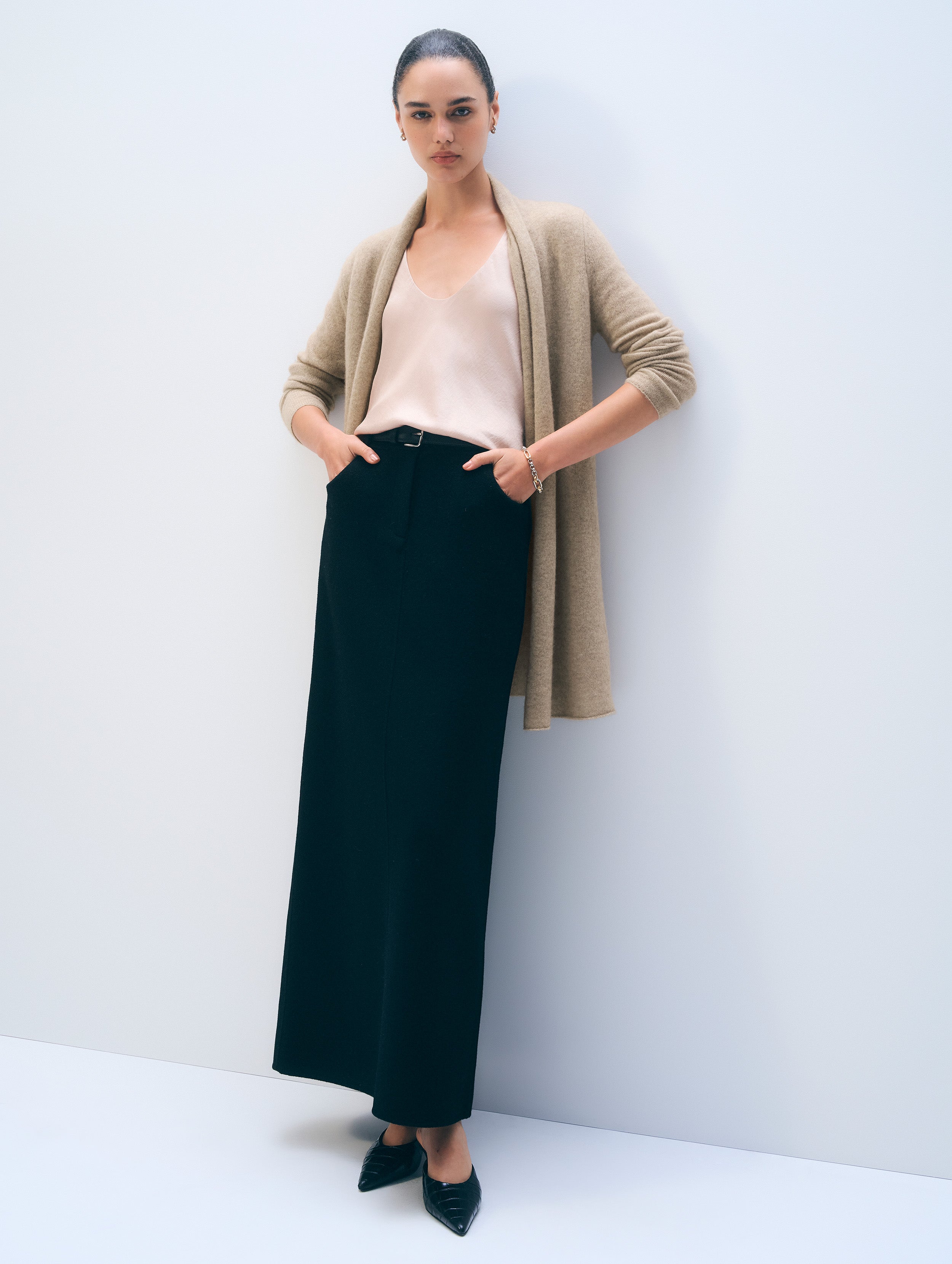 Cashmere Trapeze Cardigan | Taupe Heather