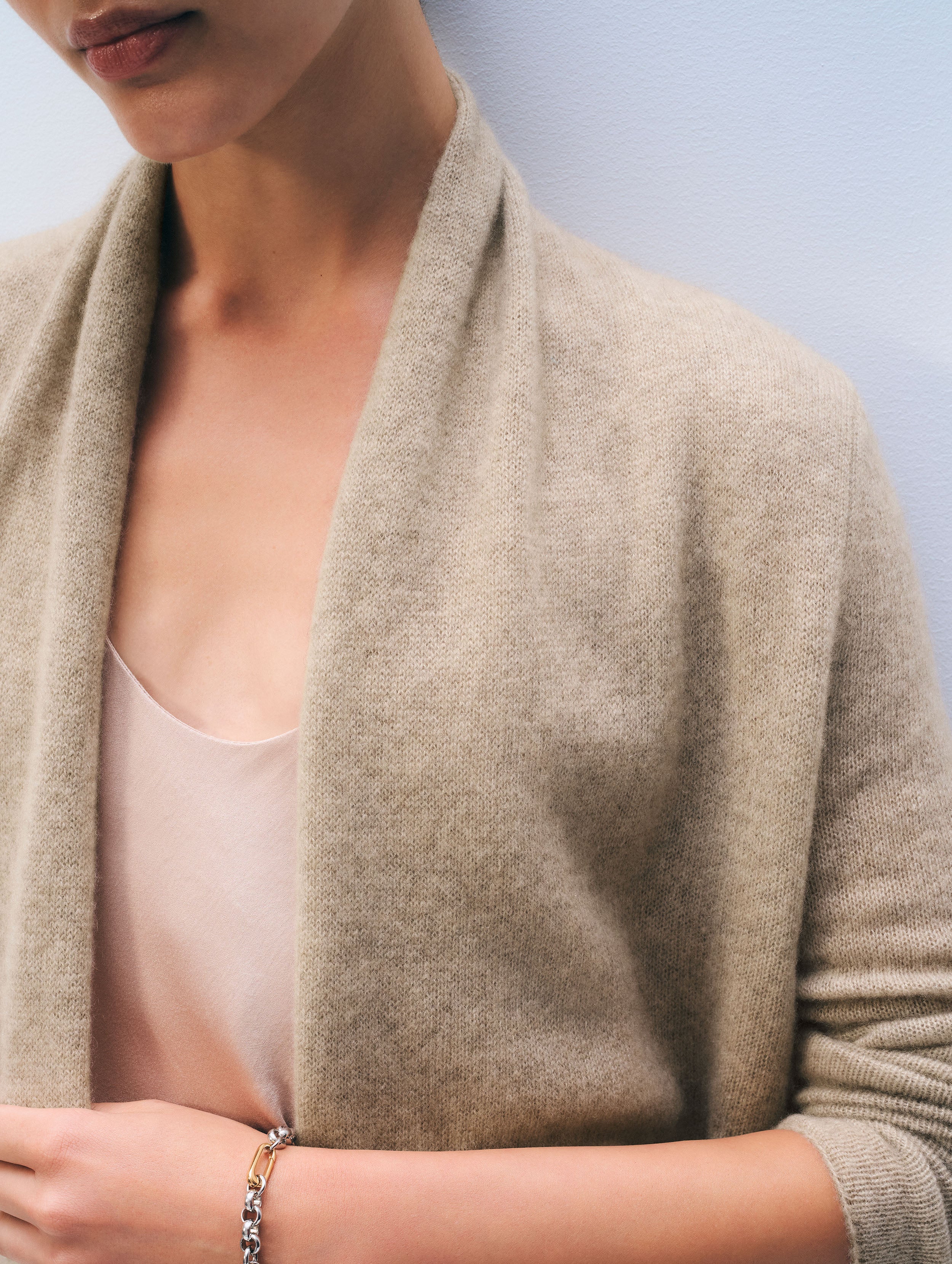 Cashmere Trapeze Cardigan | Taupe Heather