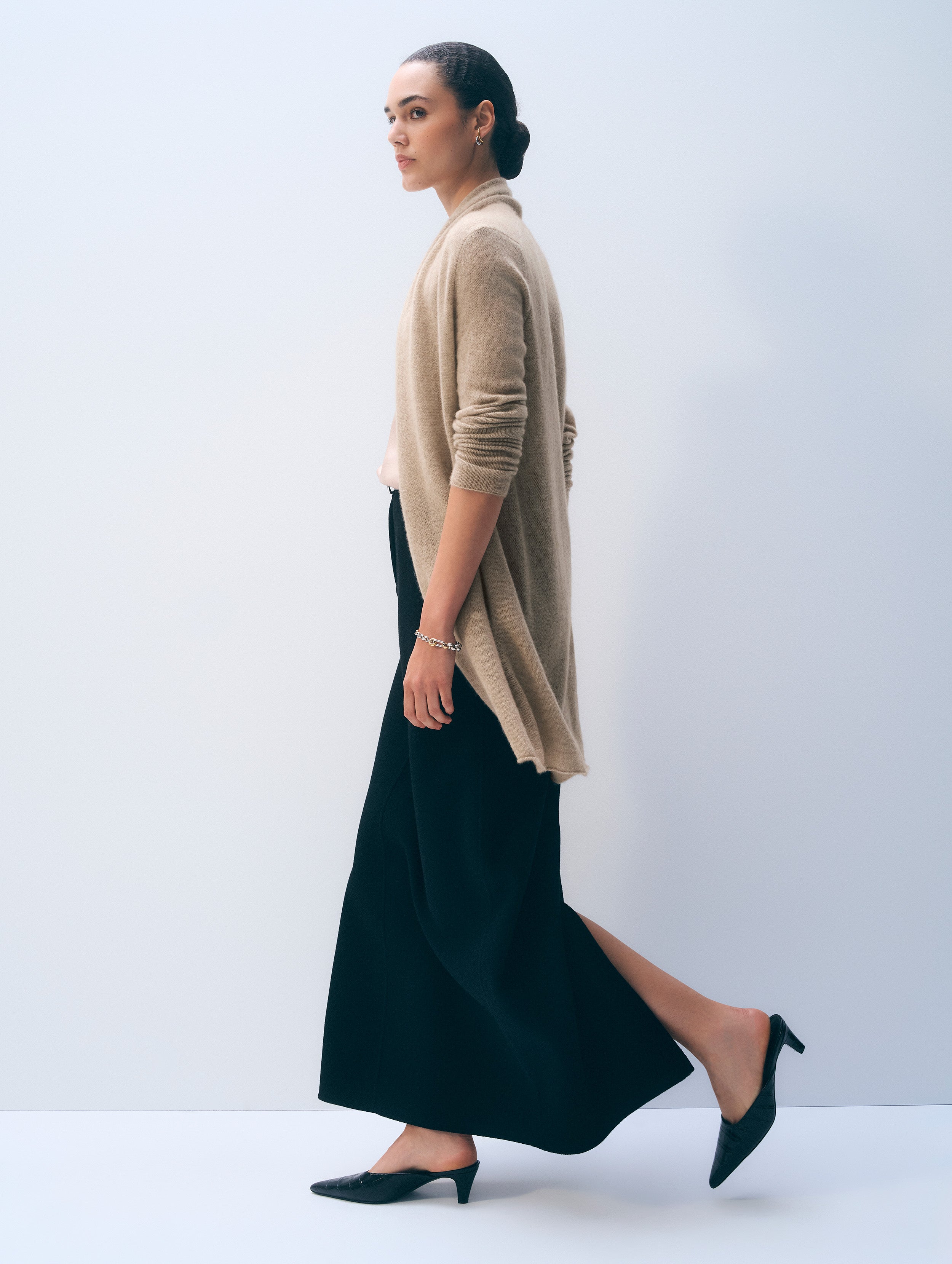 Cashmere Trapeze Cardigan | Taupe Heather