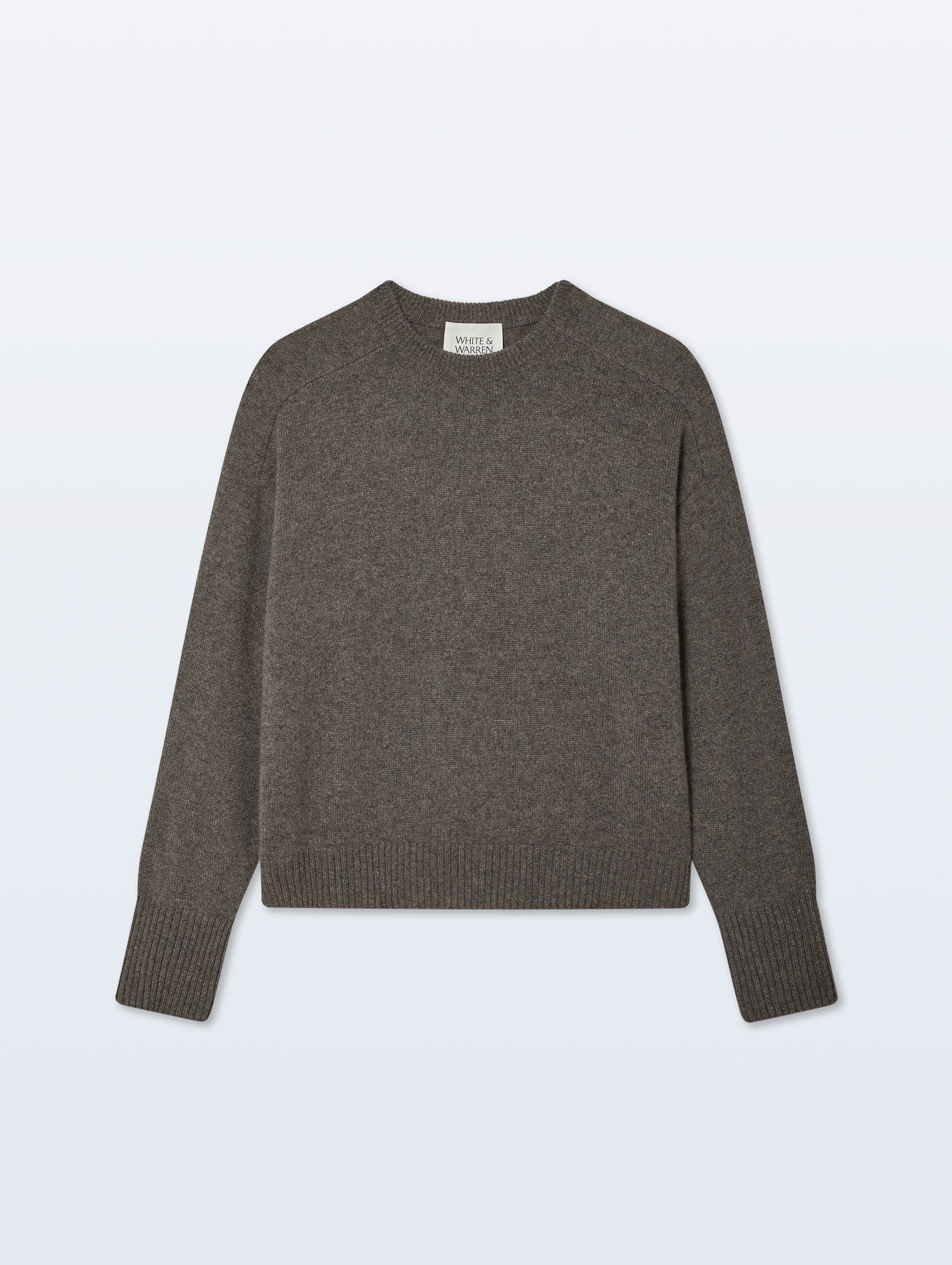 Cashmere Saddle Sleeve Crewneck | Ashen Brown