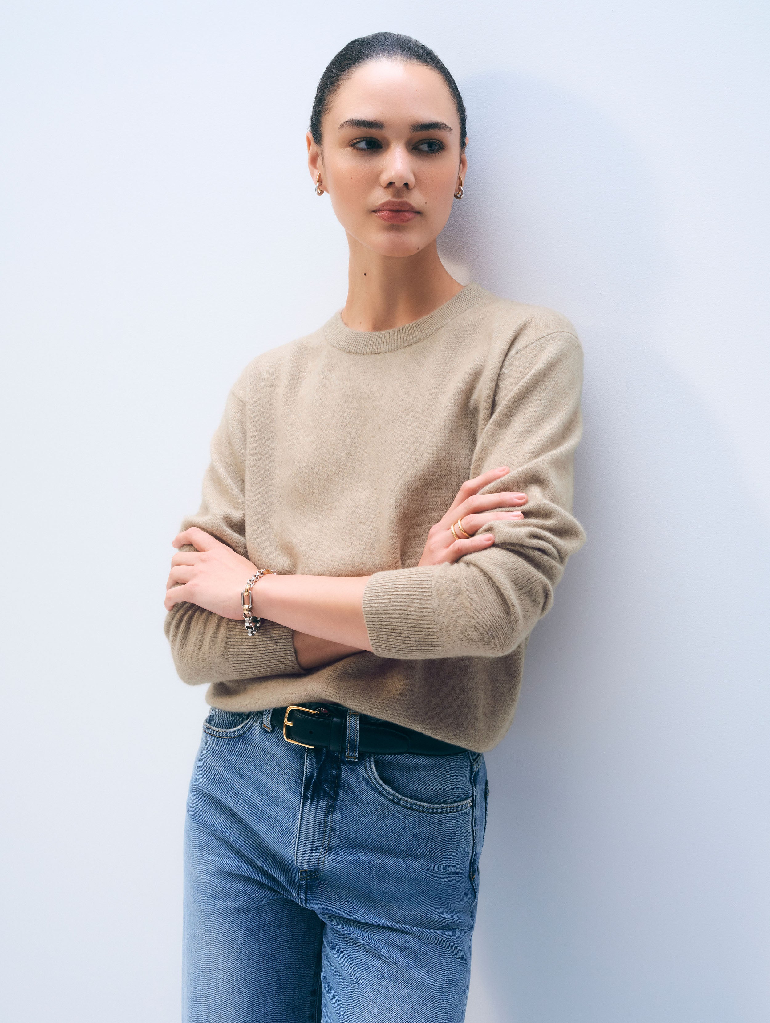 Cashmere Crewneck | Taupe Heather
