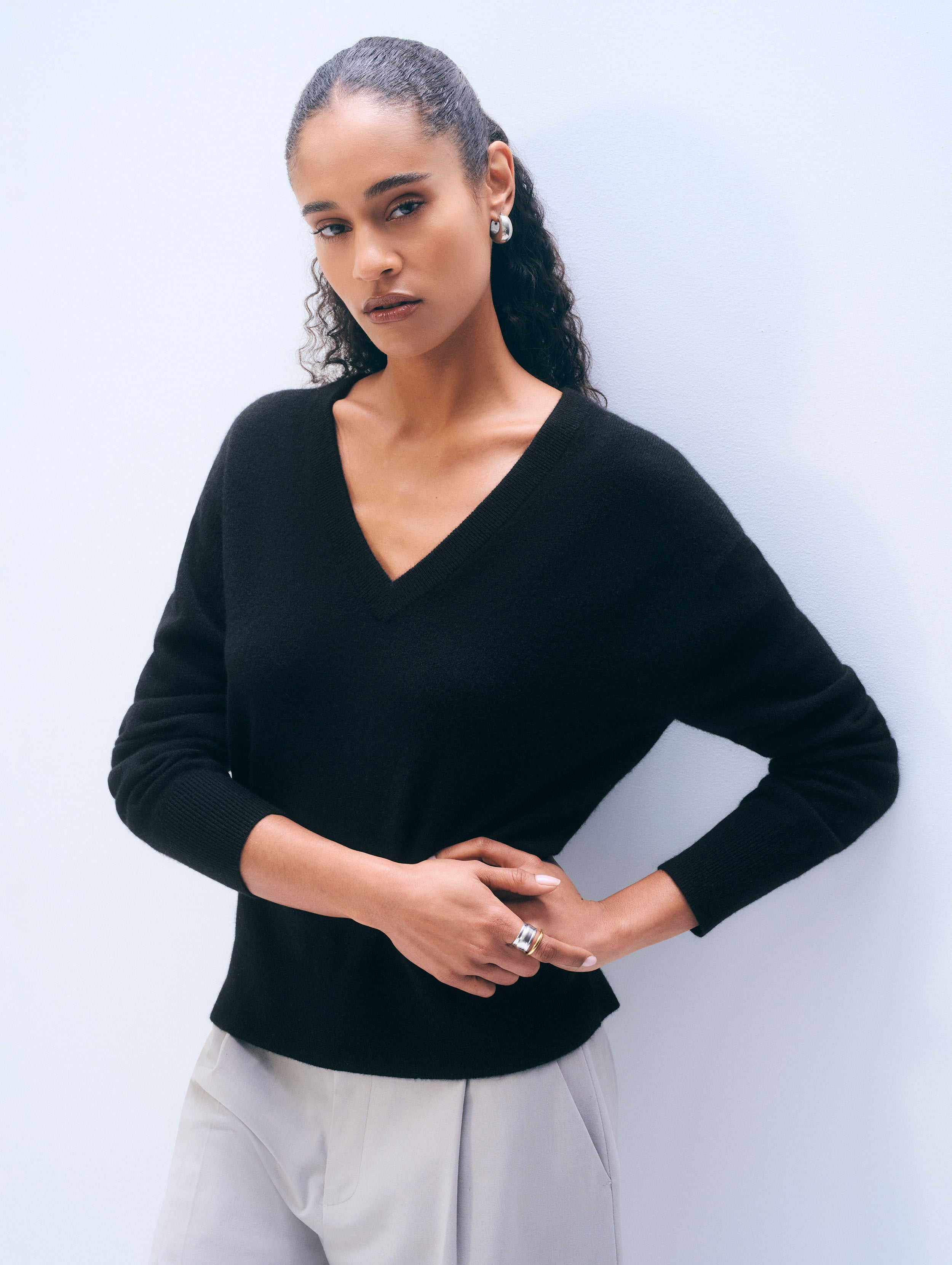 Cashmere V Neck | Black