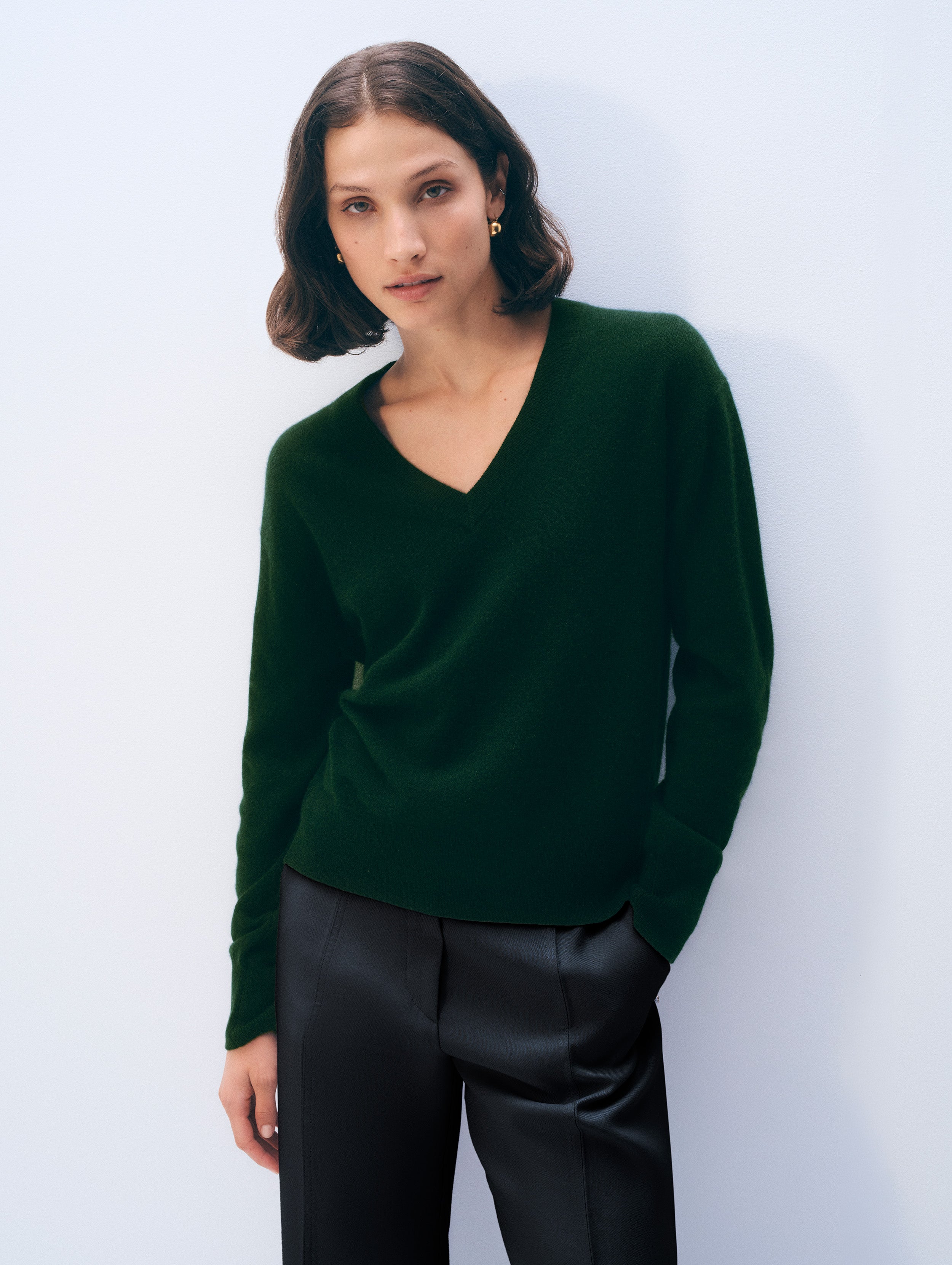 Cashmere V Neck | Dark Emerald