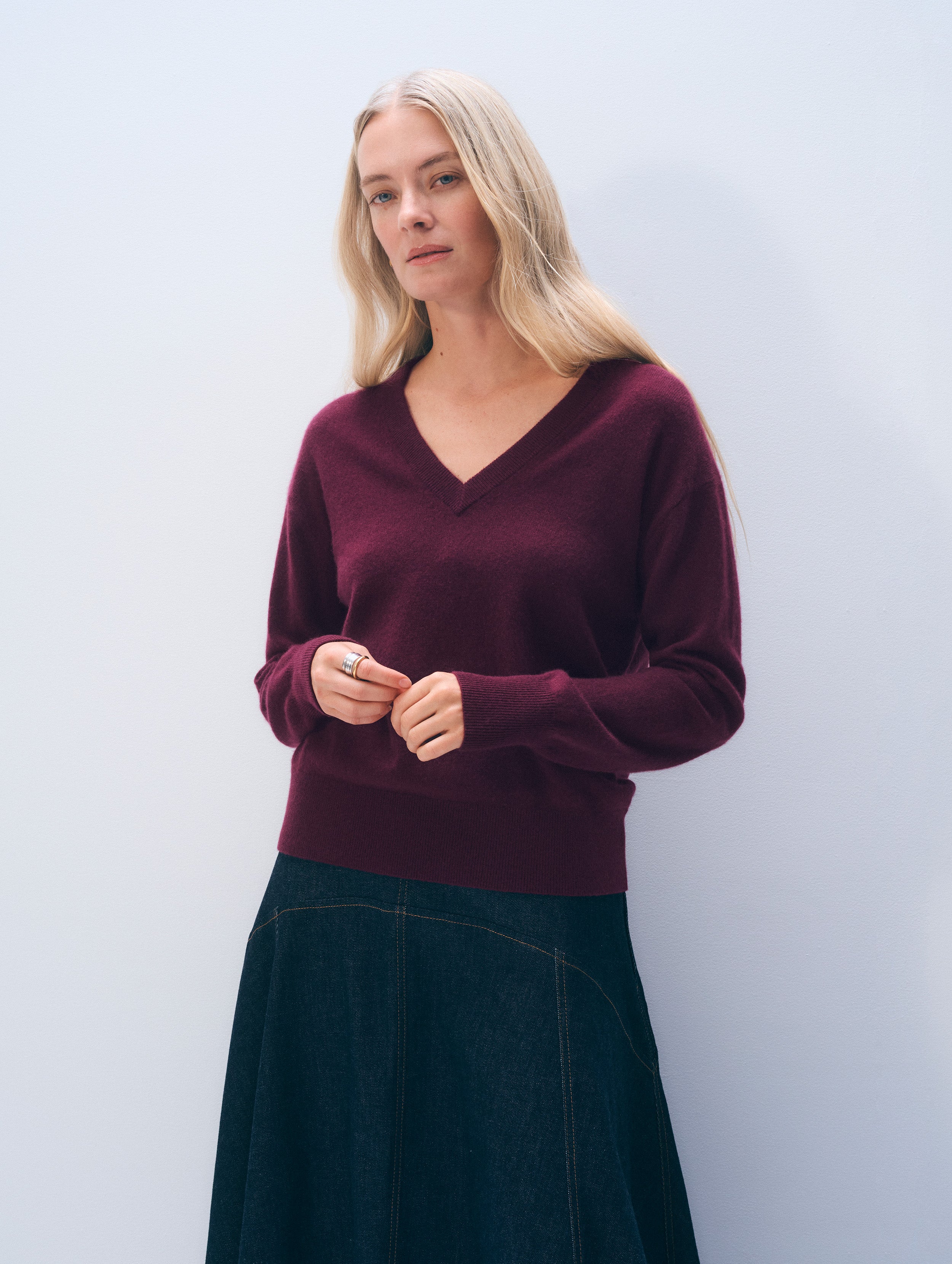 Cashmere V Neck | Sangria