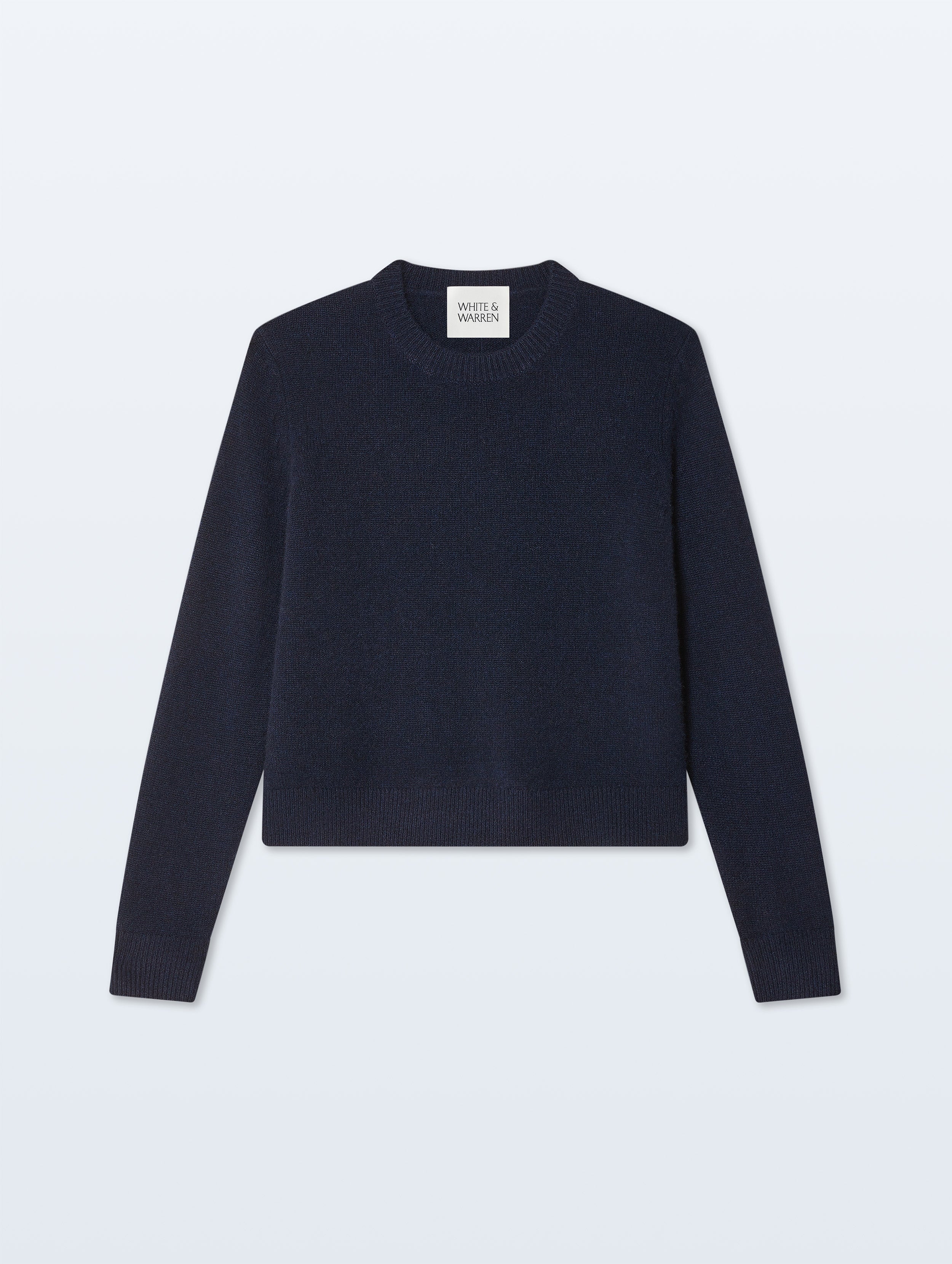 Cashmere Ribbed Trim Crewneck | Deep Navy