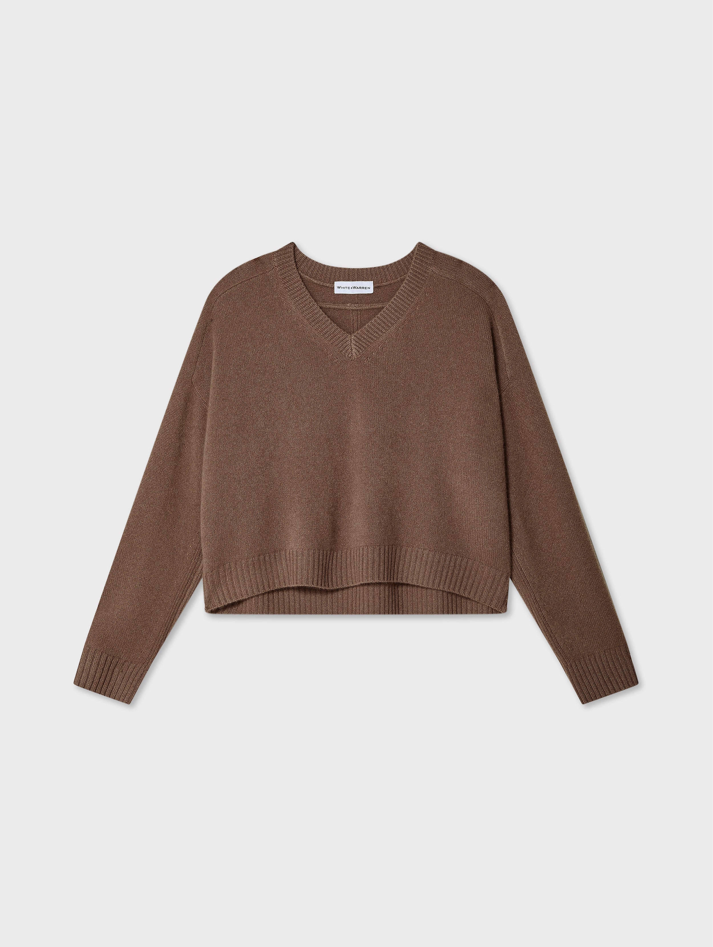 Cashmere Saddle Shoulder V Neck | Saddle Brown