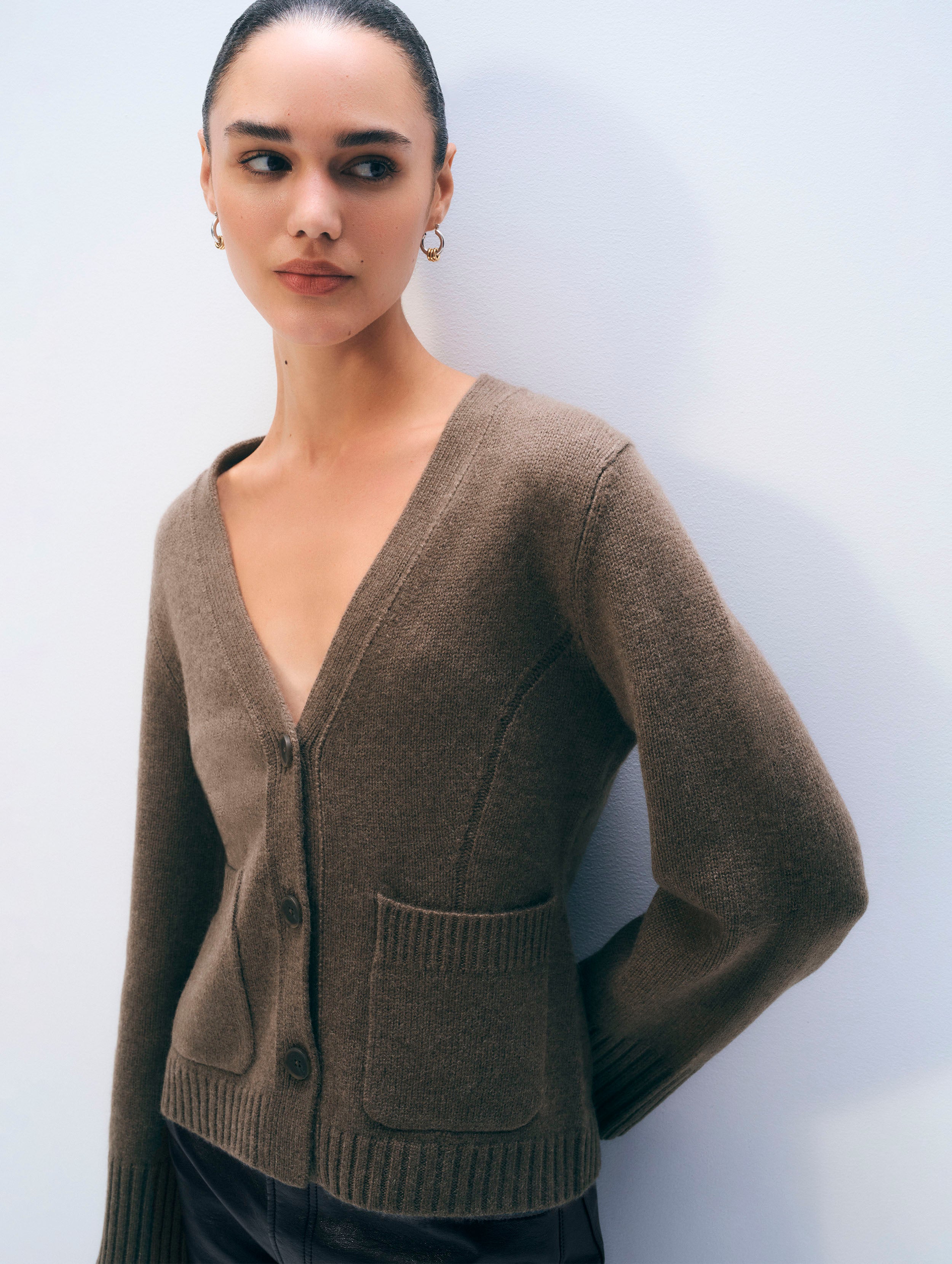 Cashmere Luxe Waisted Cardigan | Russet Brown