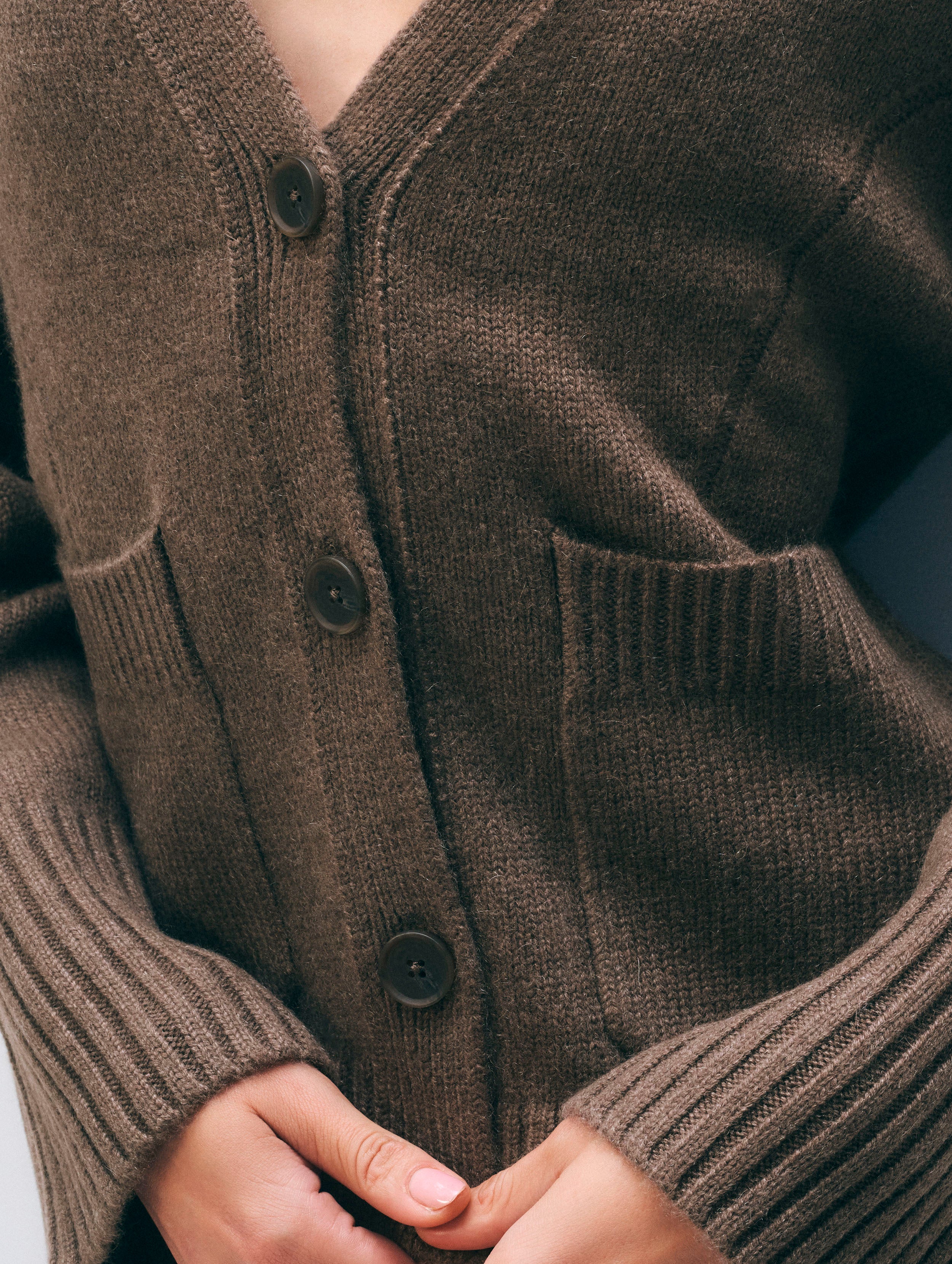 Cashmere Luxe Waisted Cardigan | Russet Brown