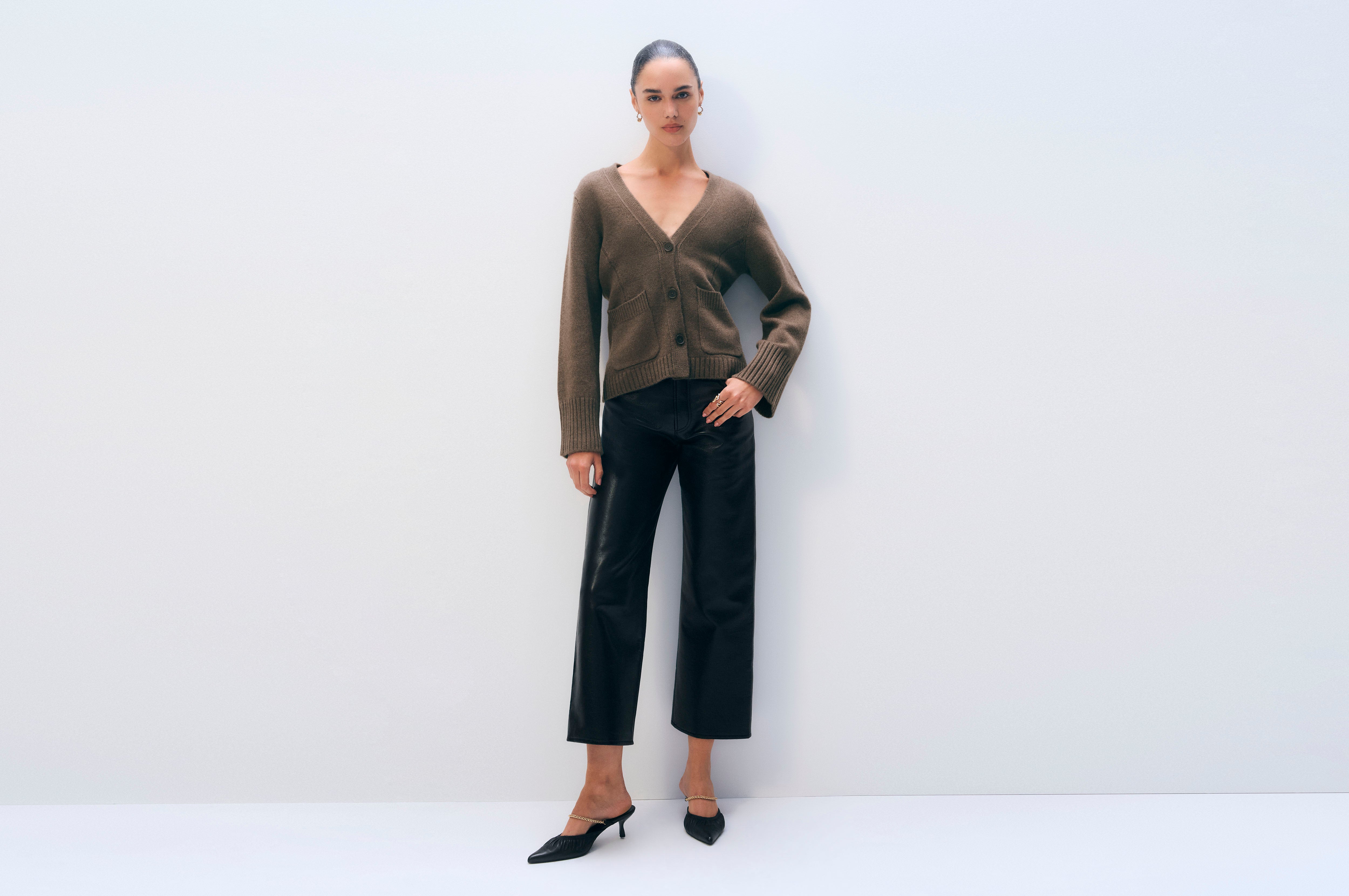 Cashmere Luxe Waisted Cardigan | Russet Brown