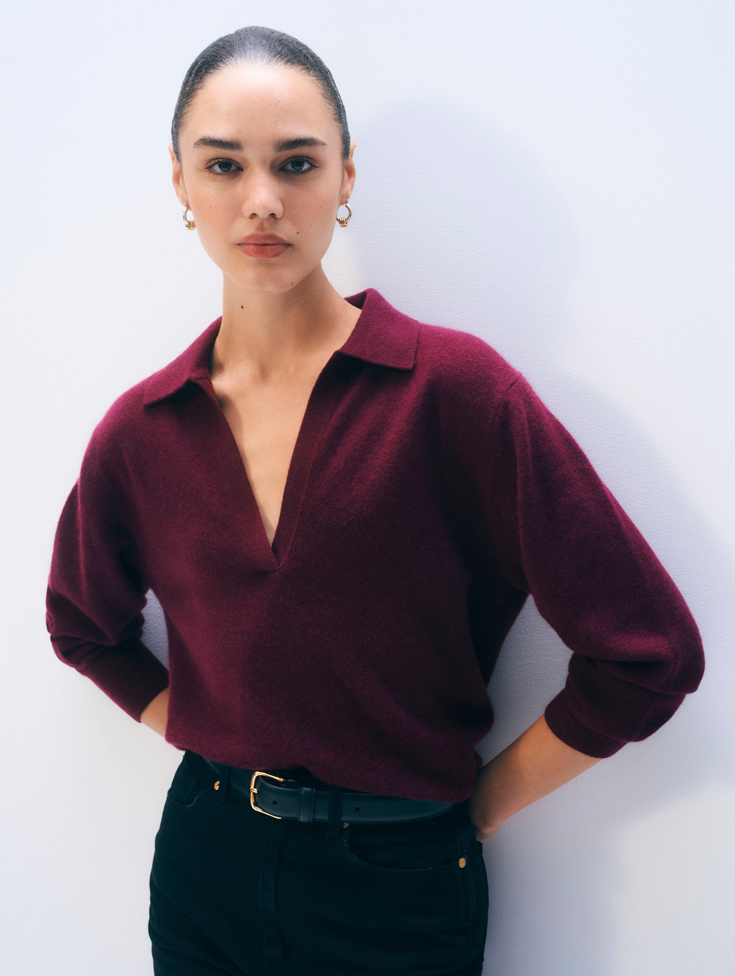 Cashmere Long-Sleeved Polo
