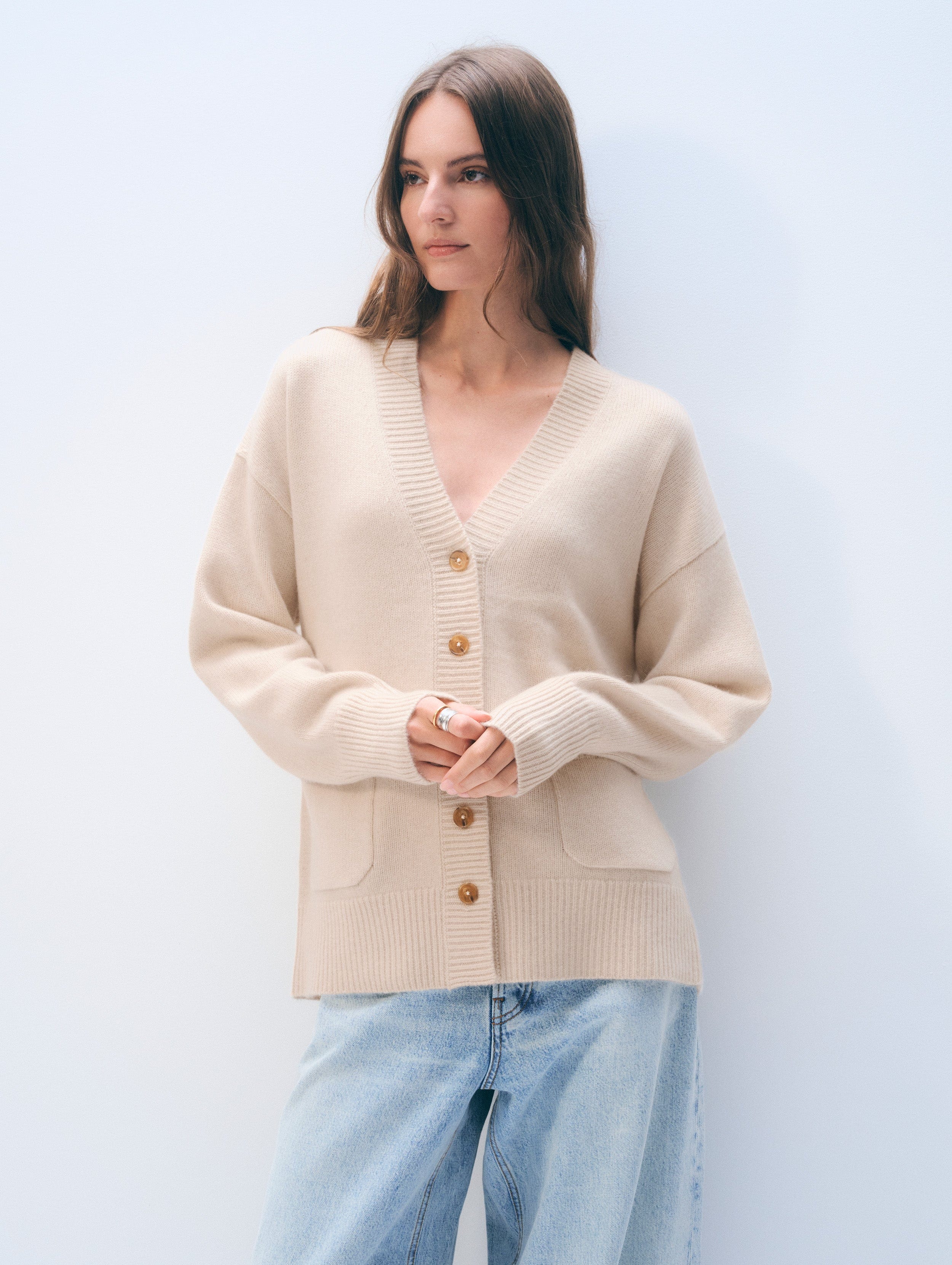 Cashmere Luxe Pocket Cardigan | Natural Heather