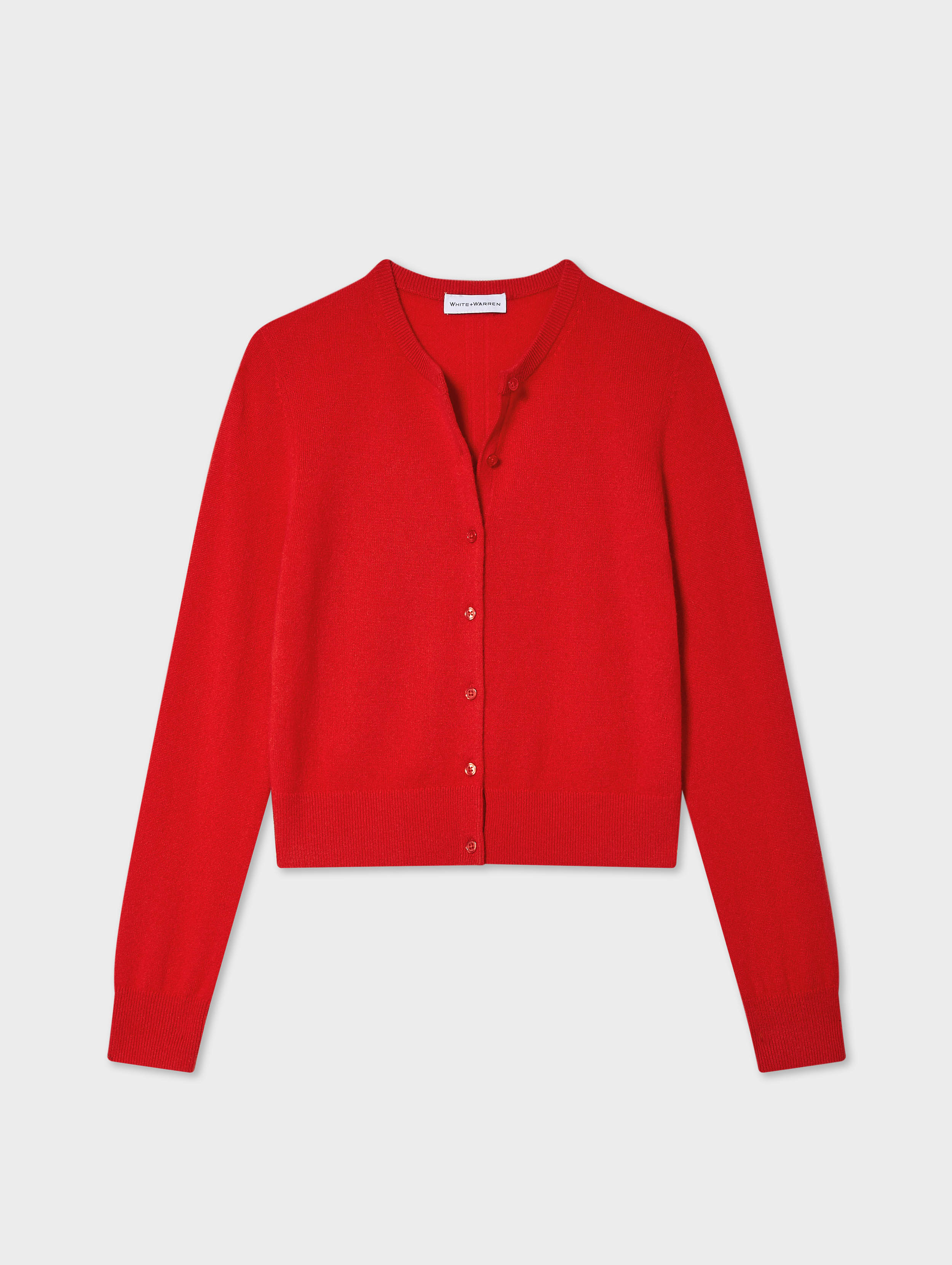 Cashmere Crewneck Cardigan French Red