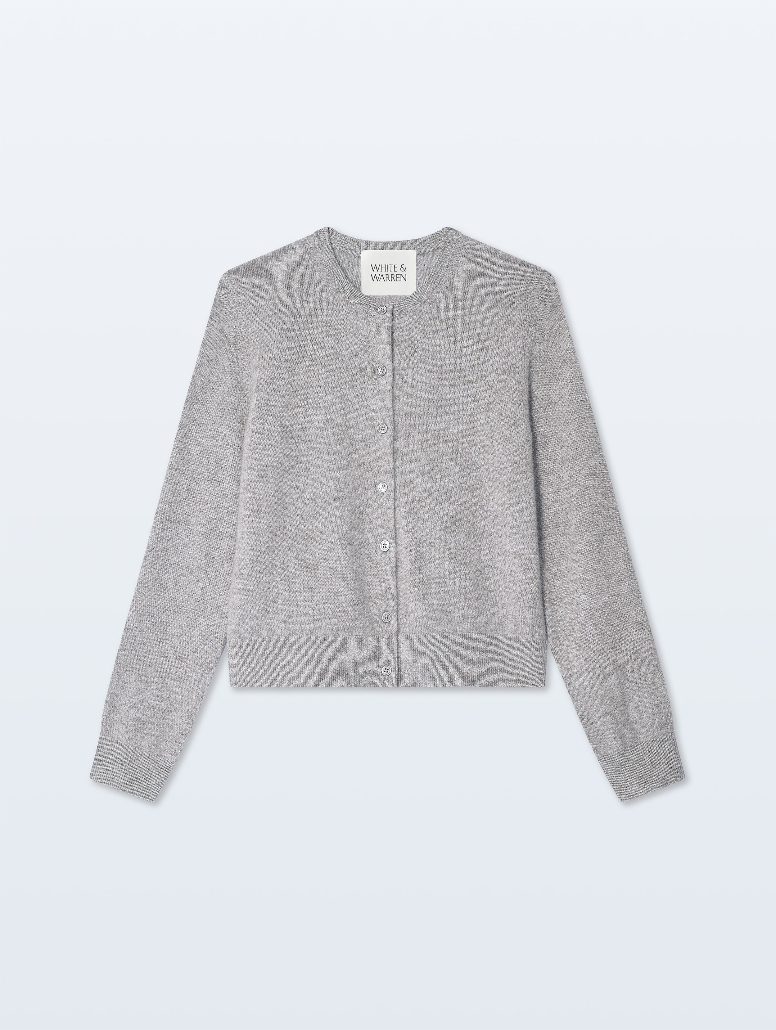Cashmere Crewneck Cardigan | Grey Heather