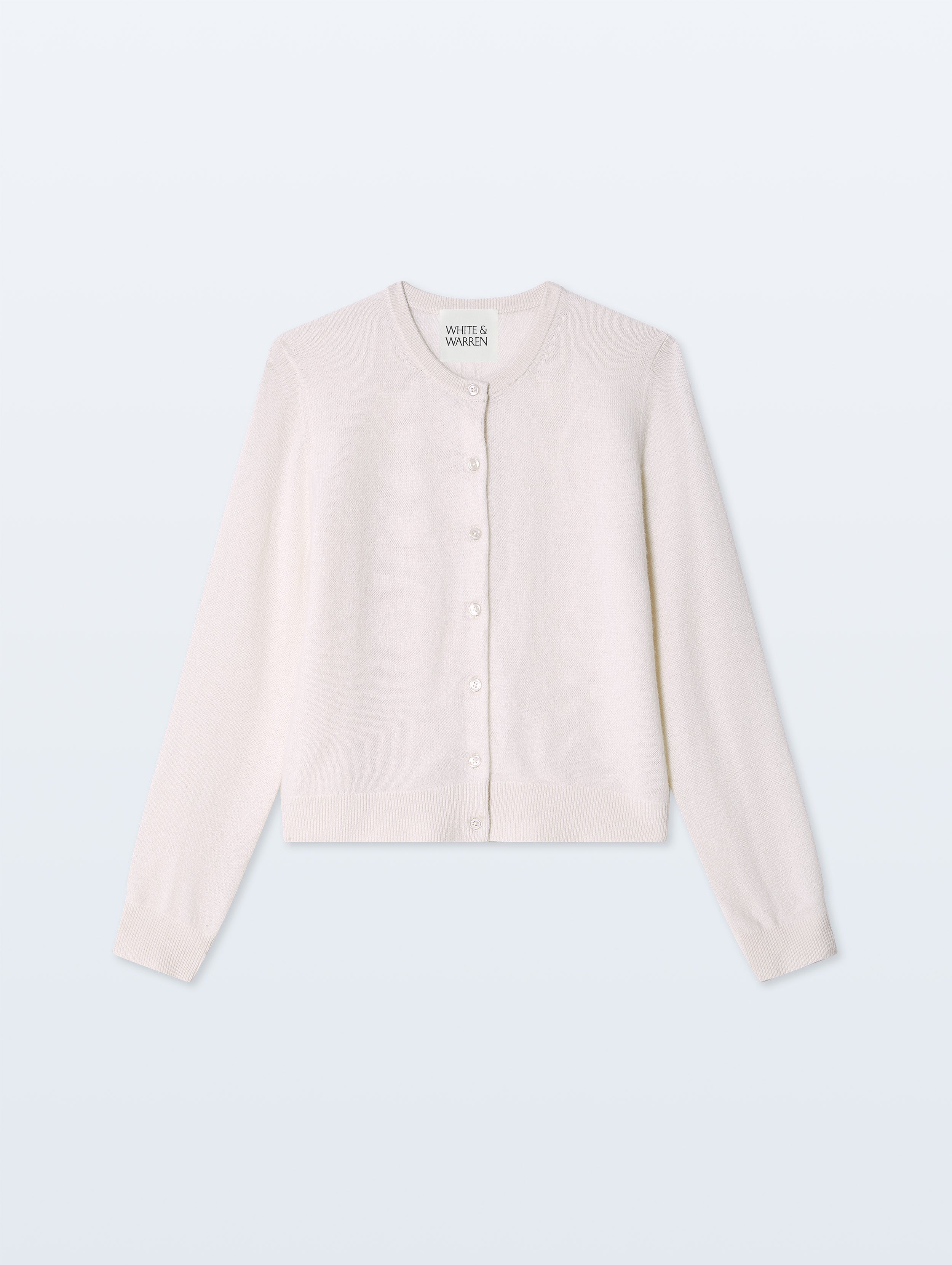 Cashmere Crewneck Cardigan | Soft White