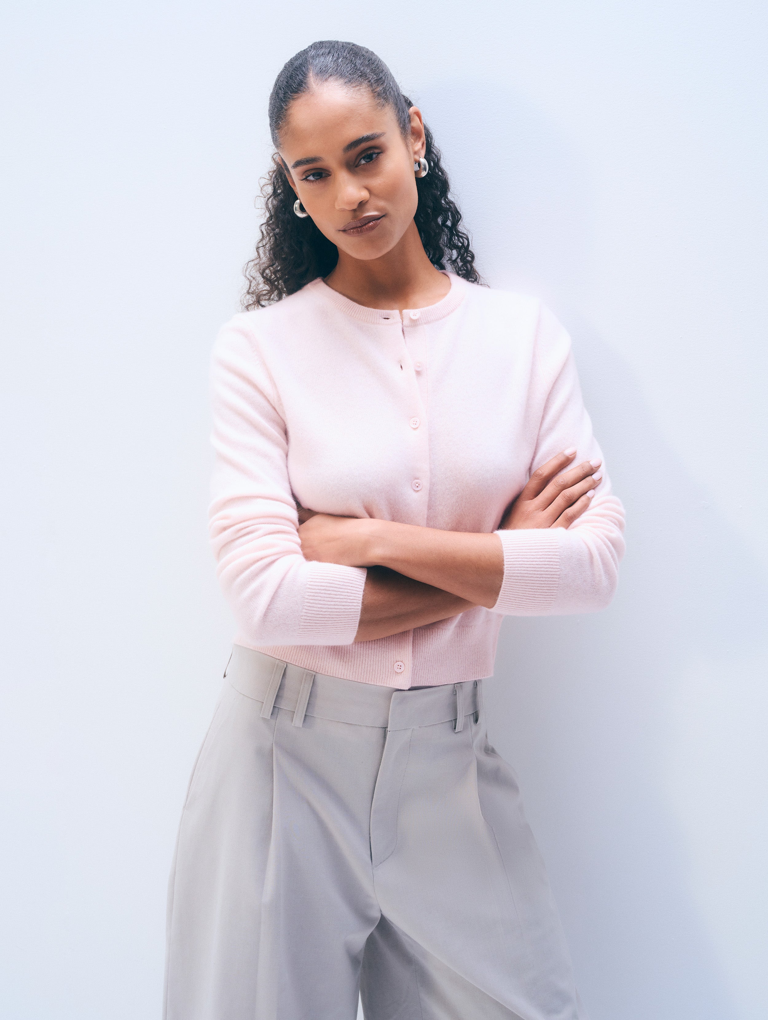Cashmere Crewneck Cardigan | White & Warren