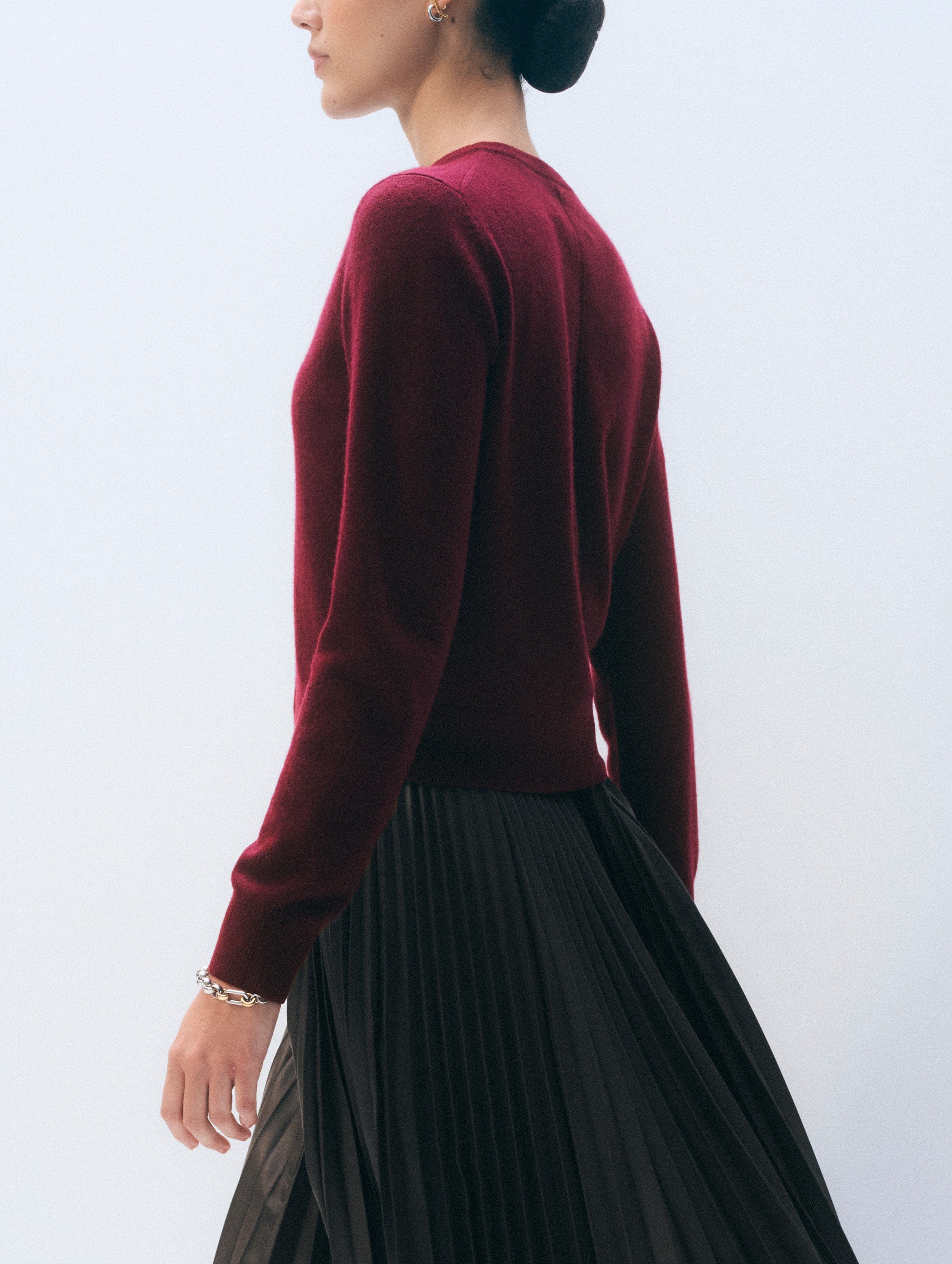 Cashmere Crewneck Cardigan | Sangria