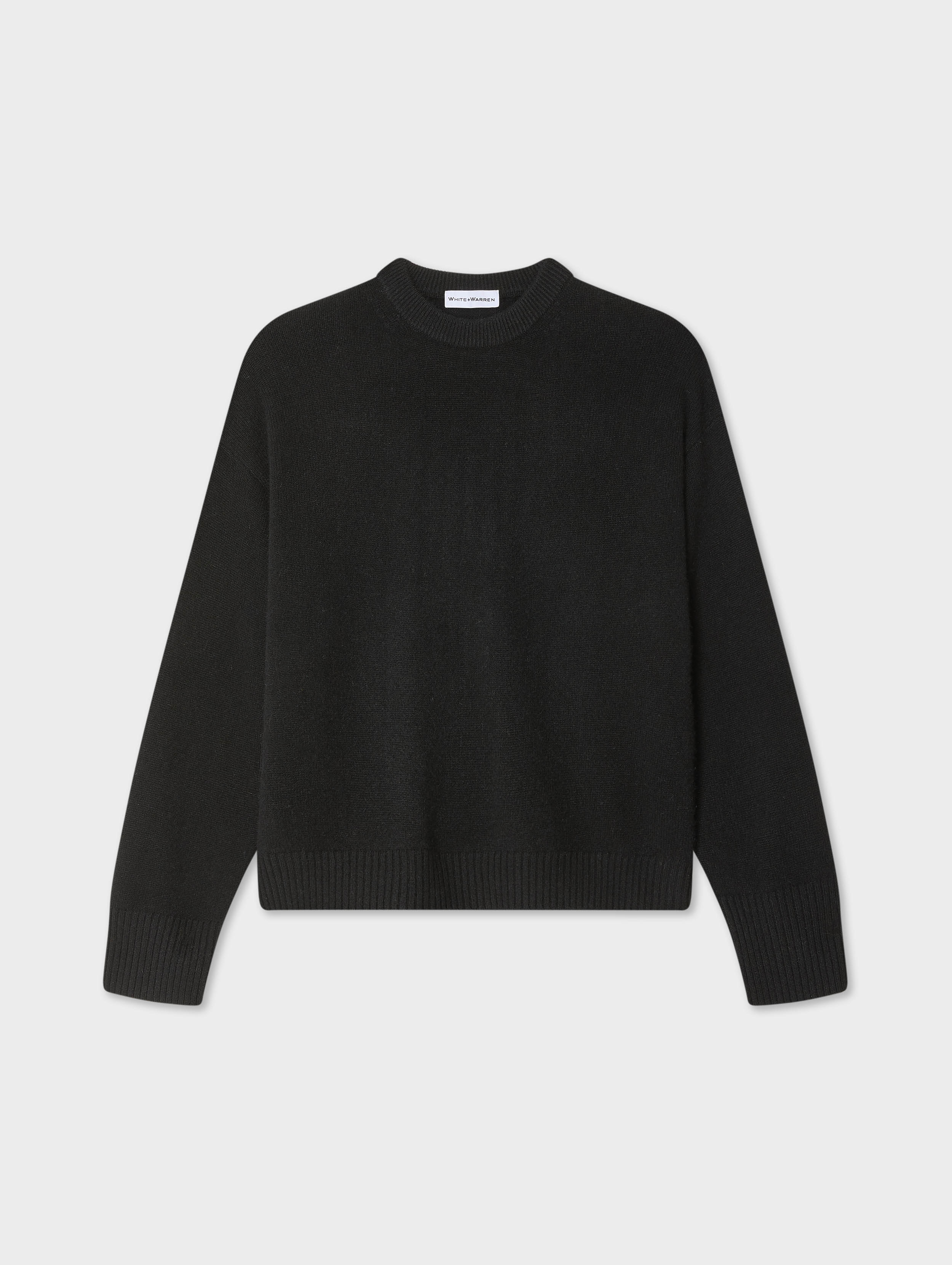 Cashmere Drop Shoulder Crewneck | Black