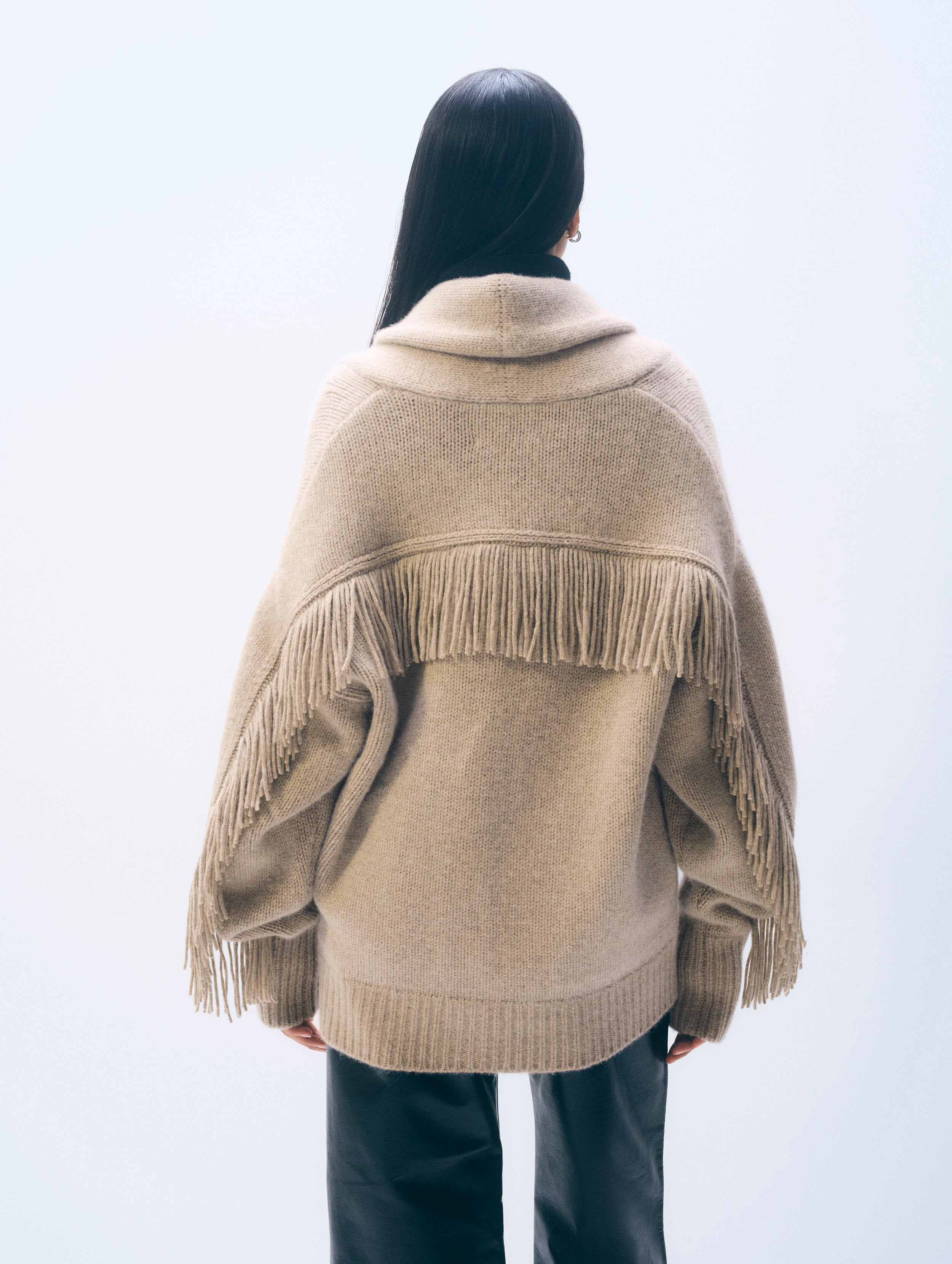 Cashmere Blend Luxe Fringe Coatigan