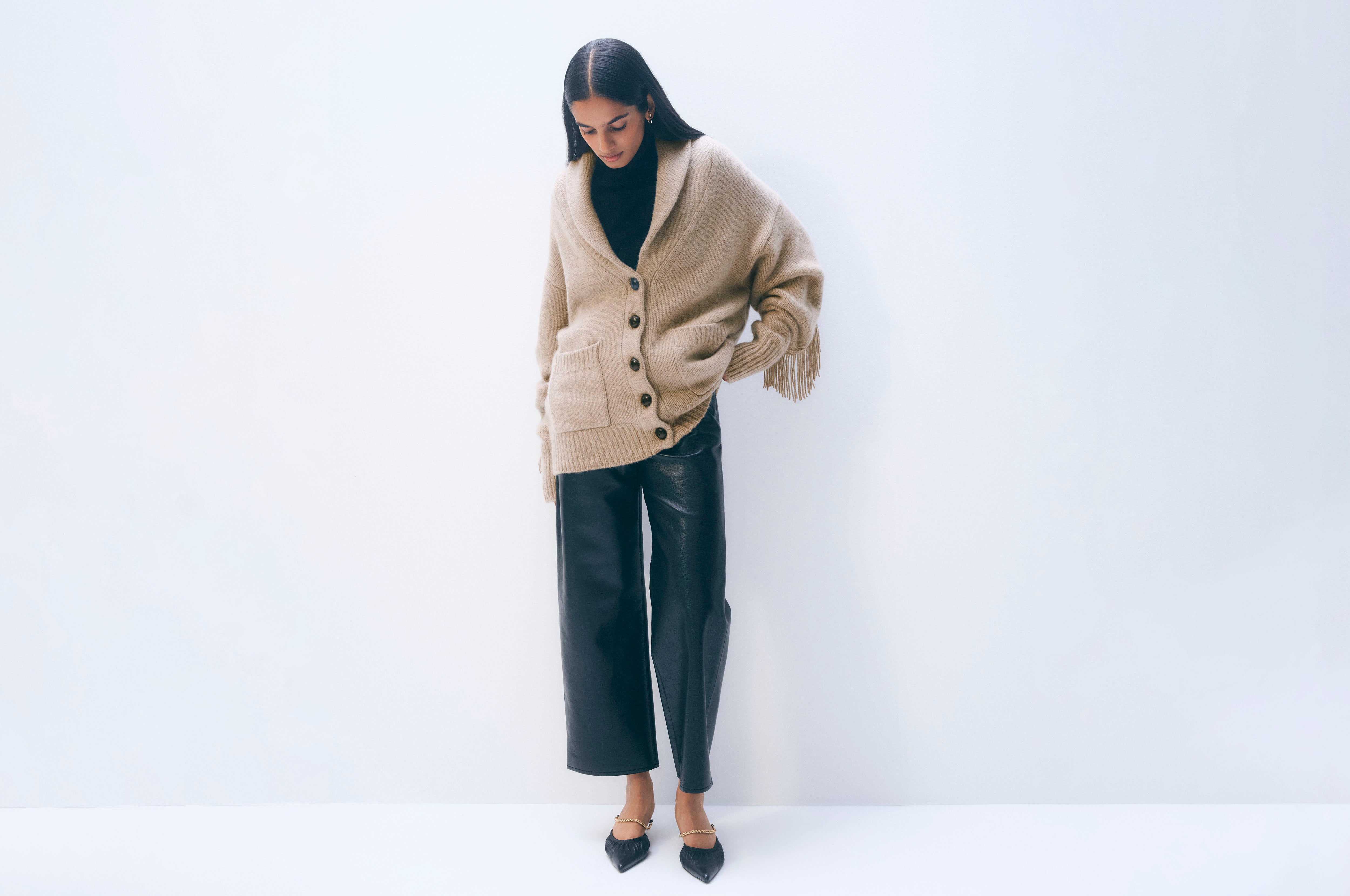 Cashmere Blend Luxe Fringe Coatigan