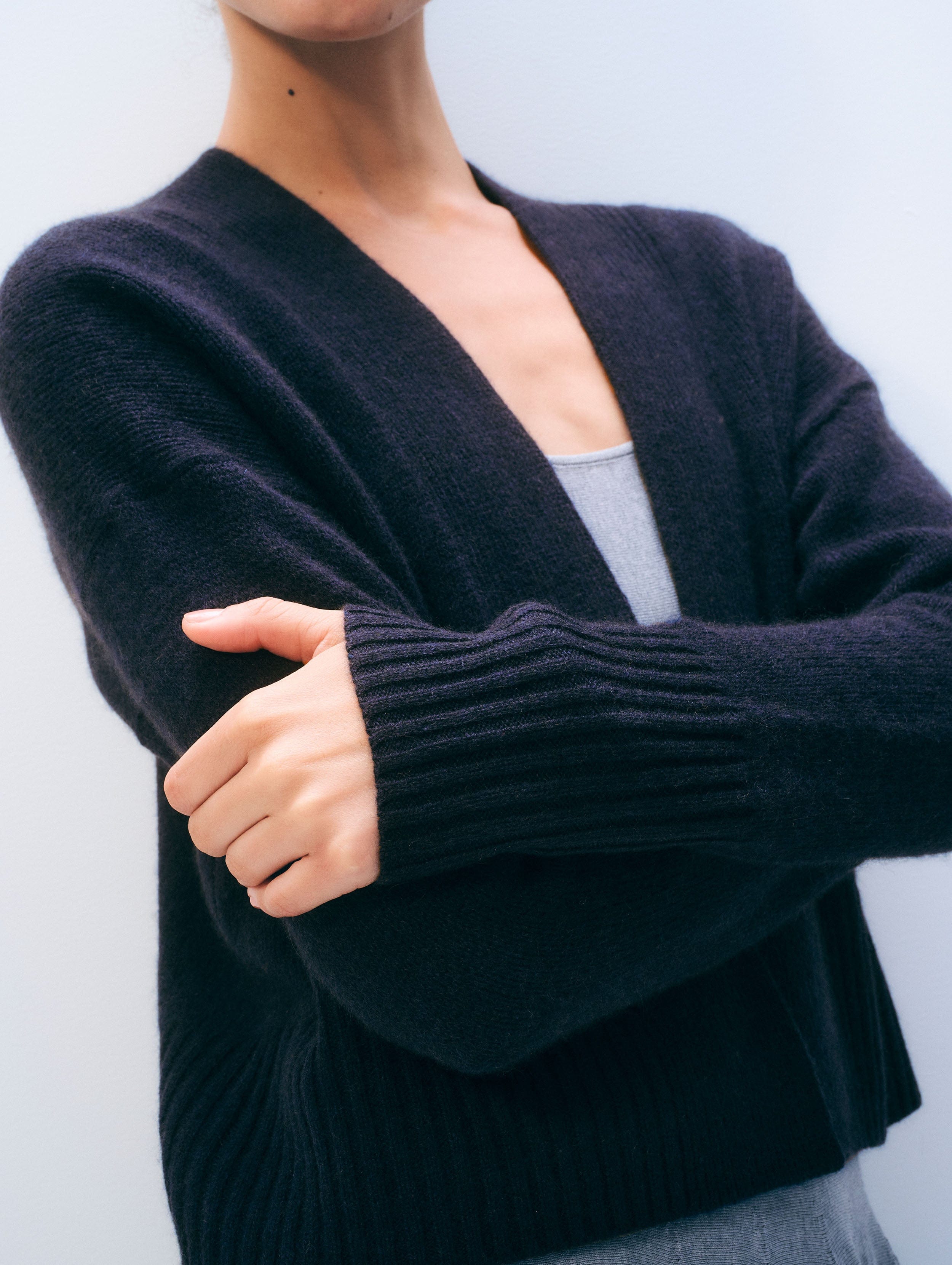Cashmere Open Front Cardigan | Deep Navy