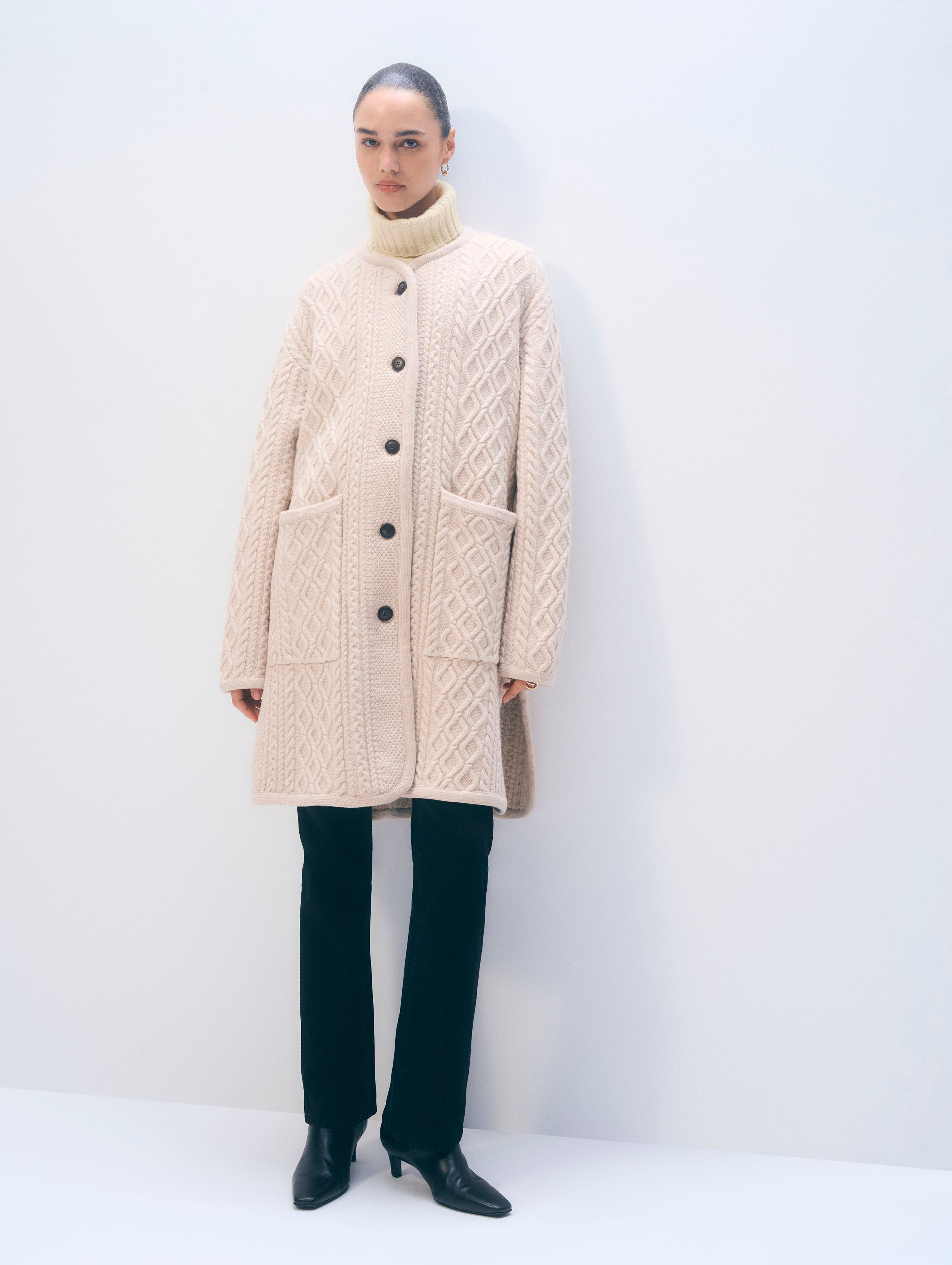 Merino Luxe Oversized Cable Coat
