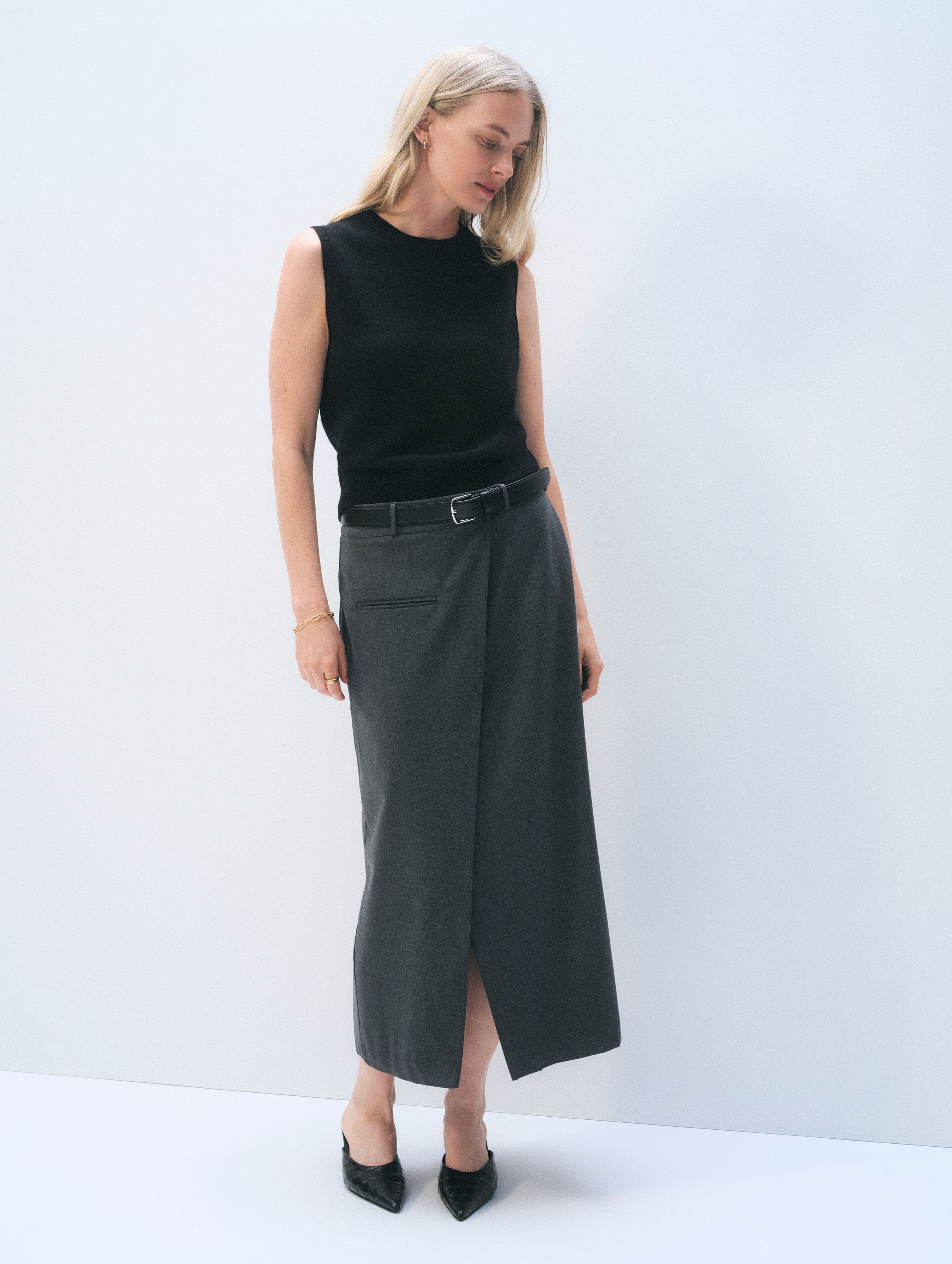 Cashmere Shell Tank Top | Black