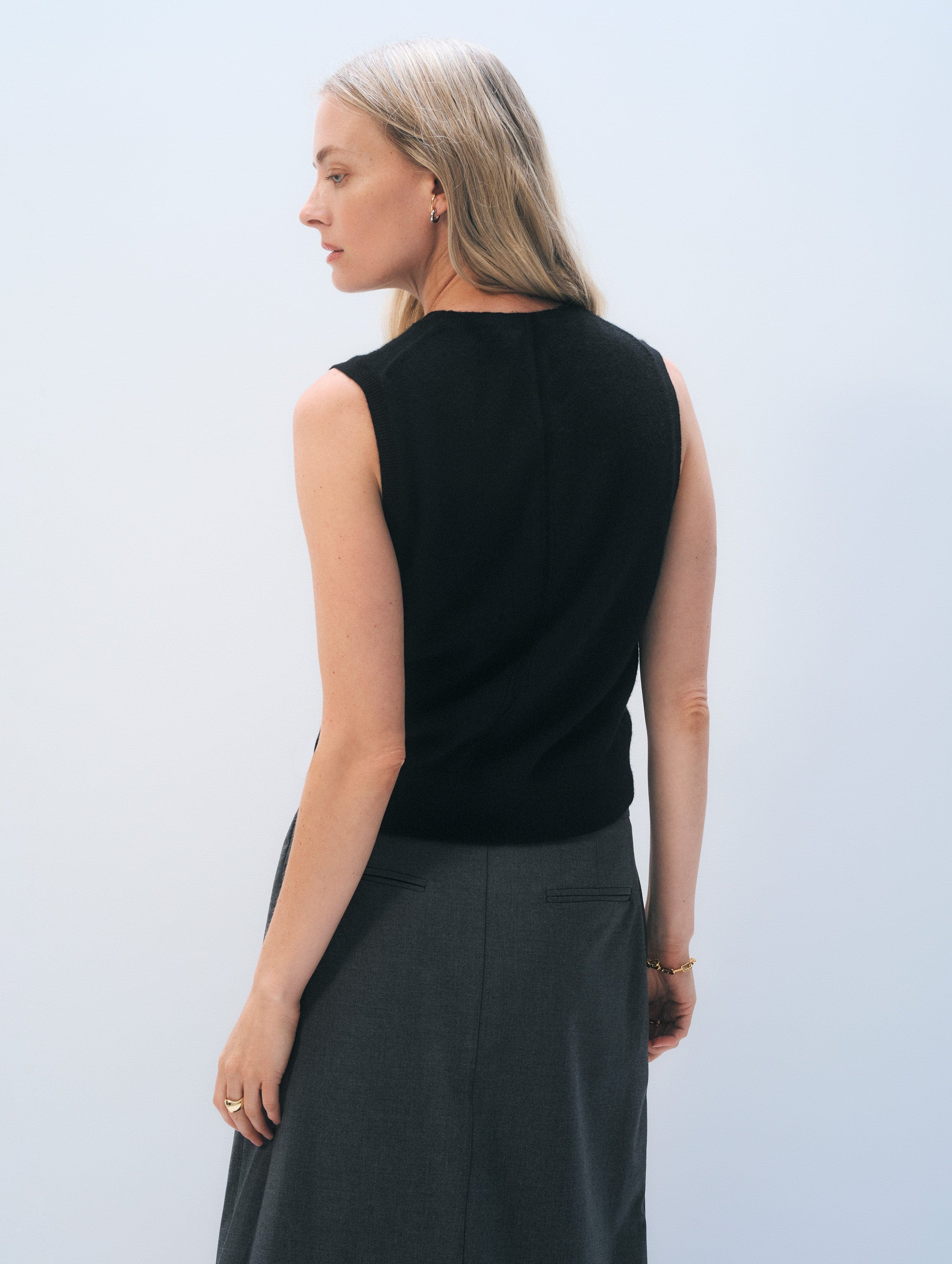 Cashmere Shell Tank Top | Black