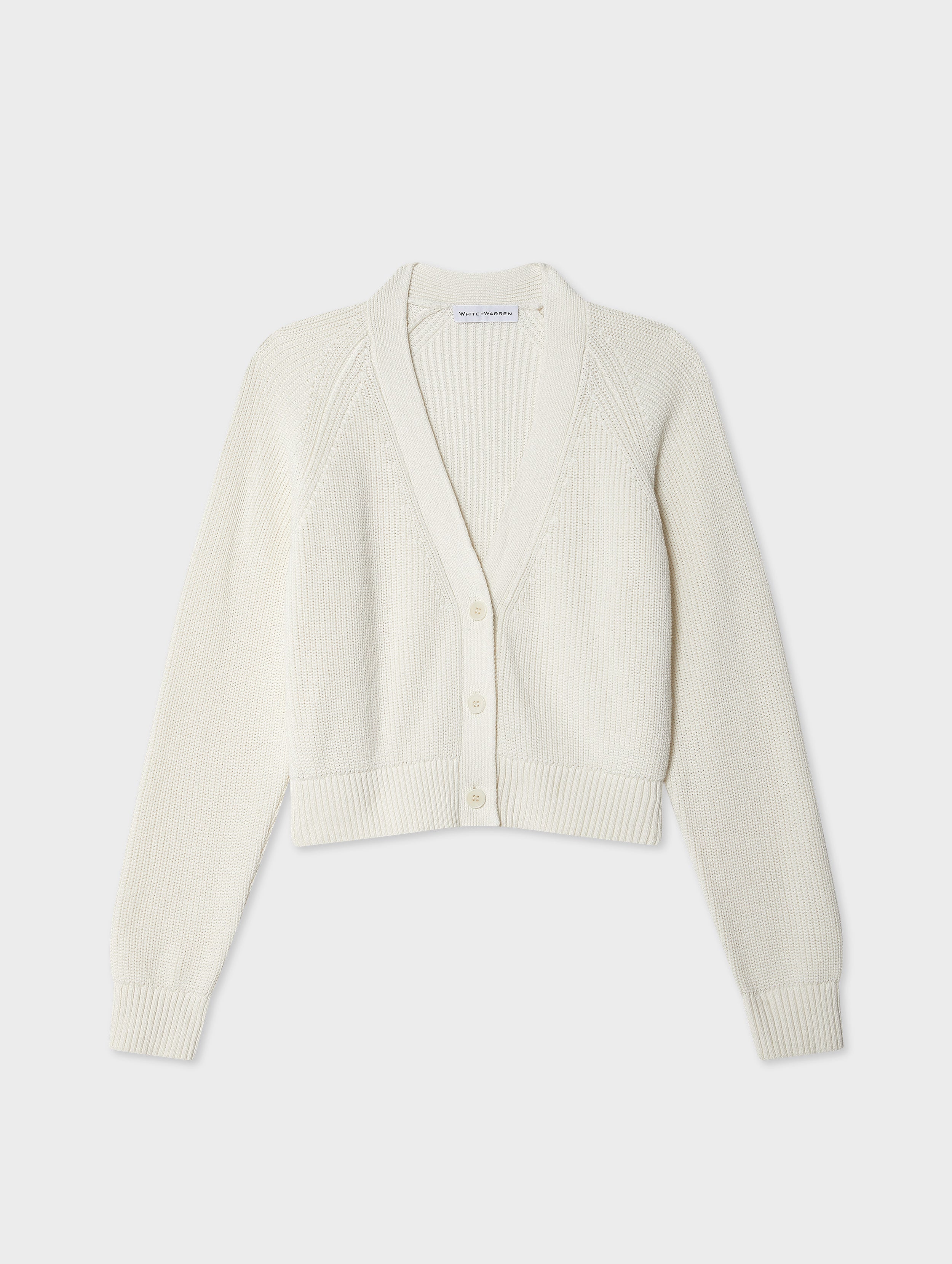Linen Blend Ribbed Cardigan White