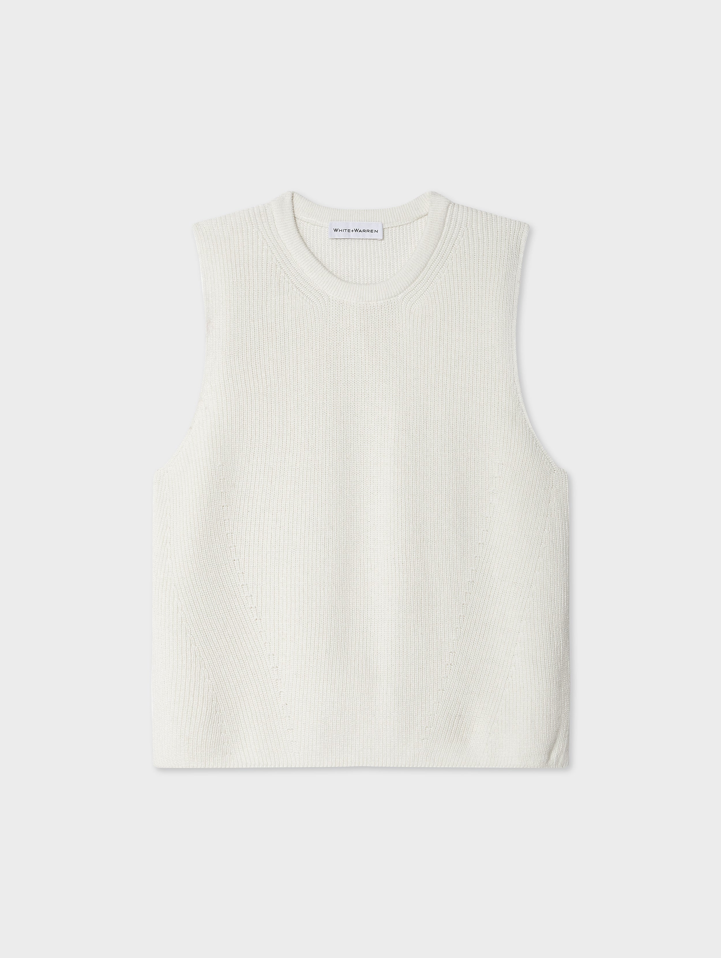 Linen Blend Shell Tank | White