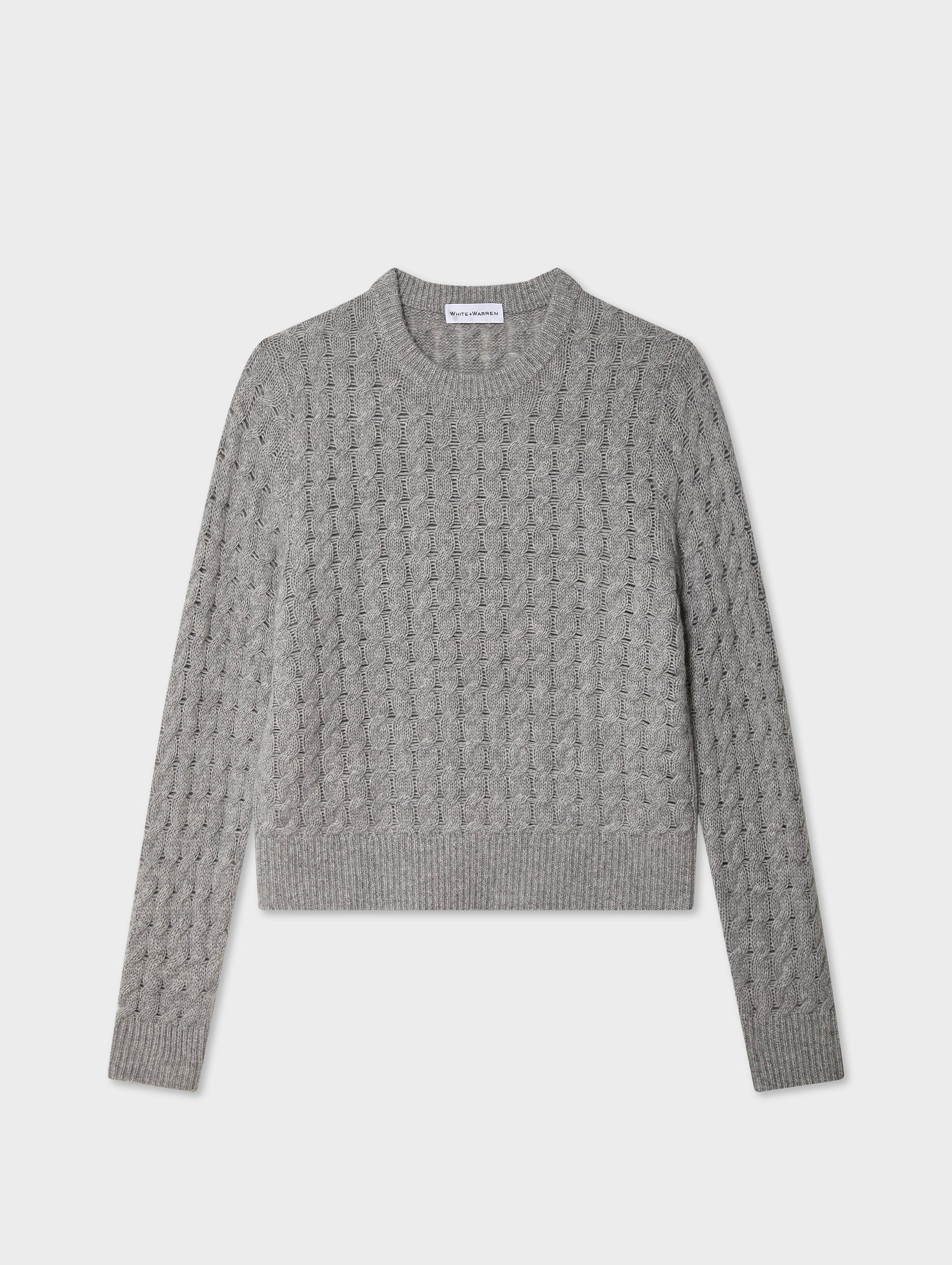 Cashmere Cable Crewneck Grey Heather