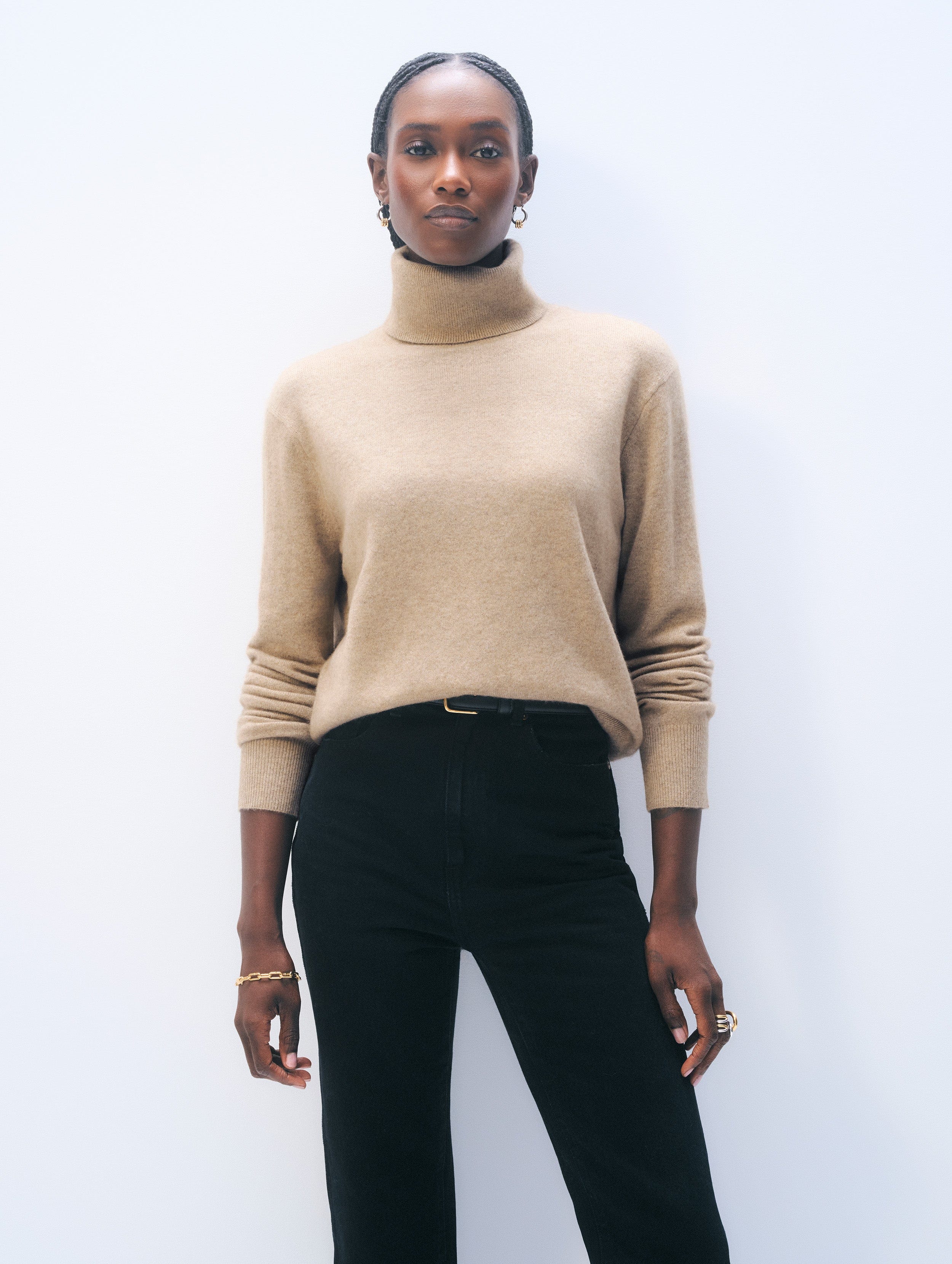 Cashmere Turtleneck Taupe Heather