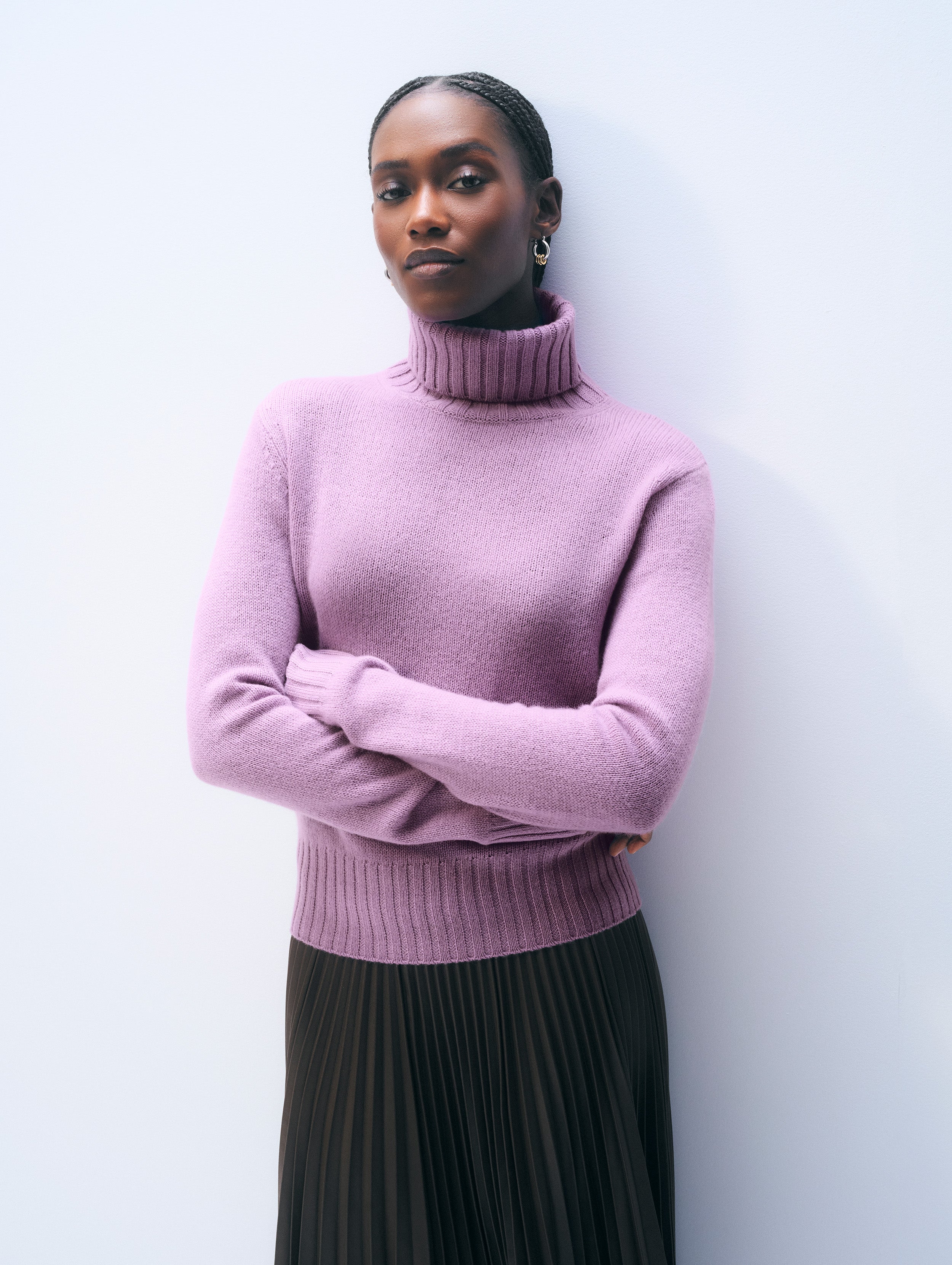 Cashmere Featherweight Turtleneck | Soft Plum