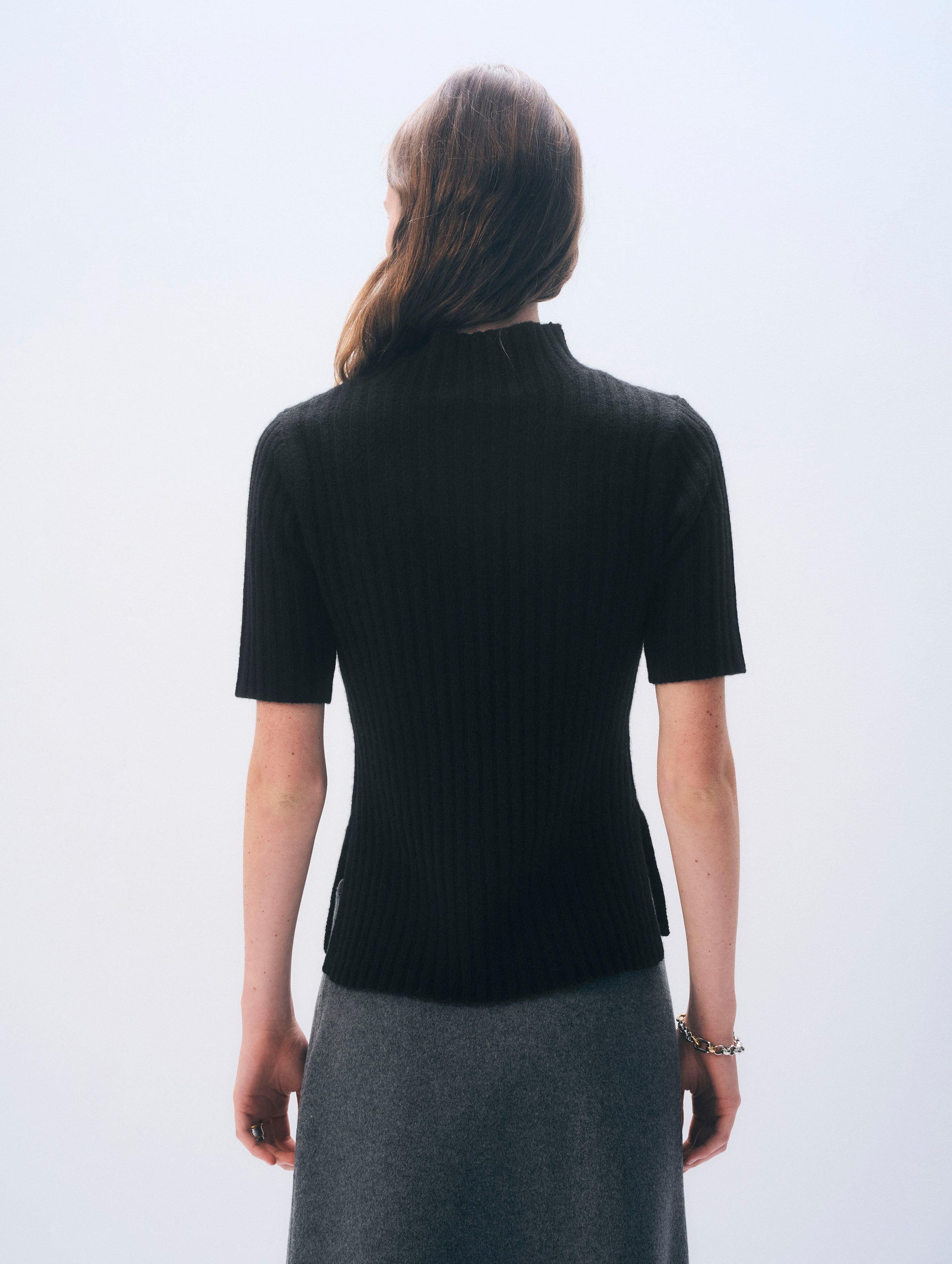 Cashmere Ribbed Mockneck | Black