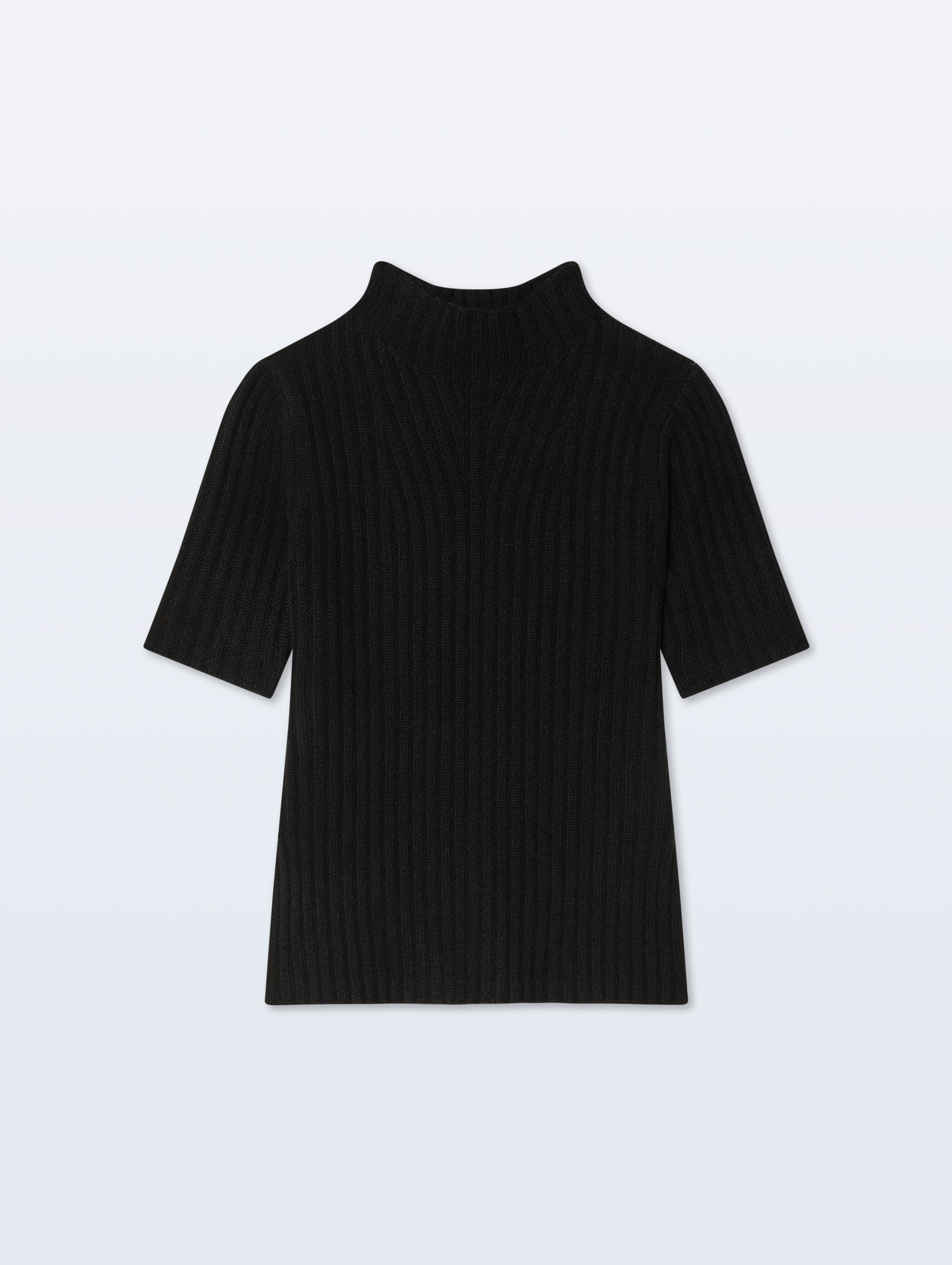 Cashmere Ribbed Mockneck | Black