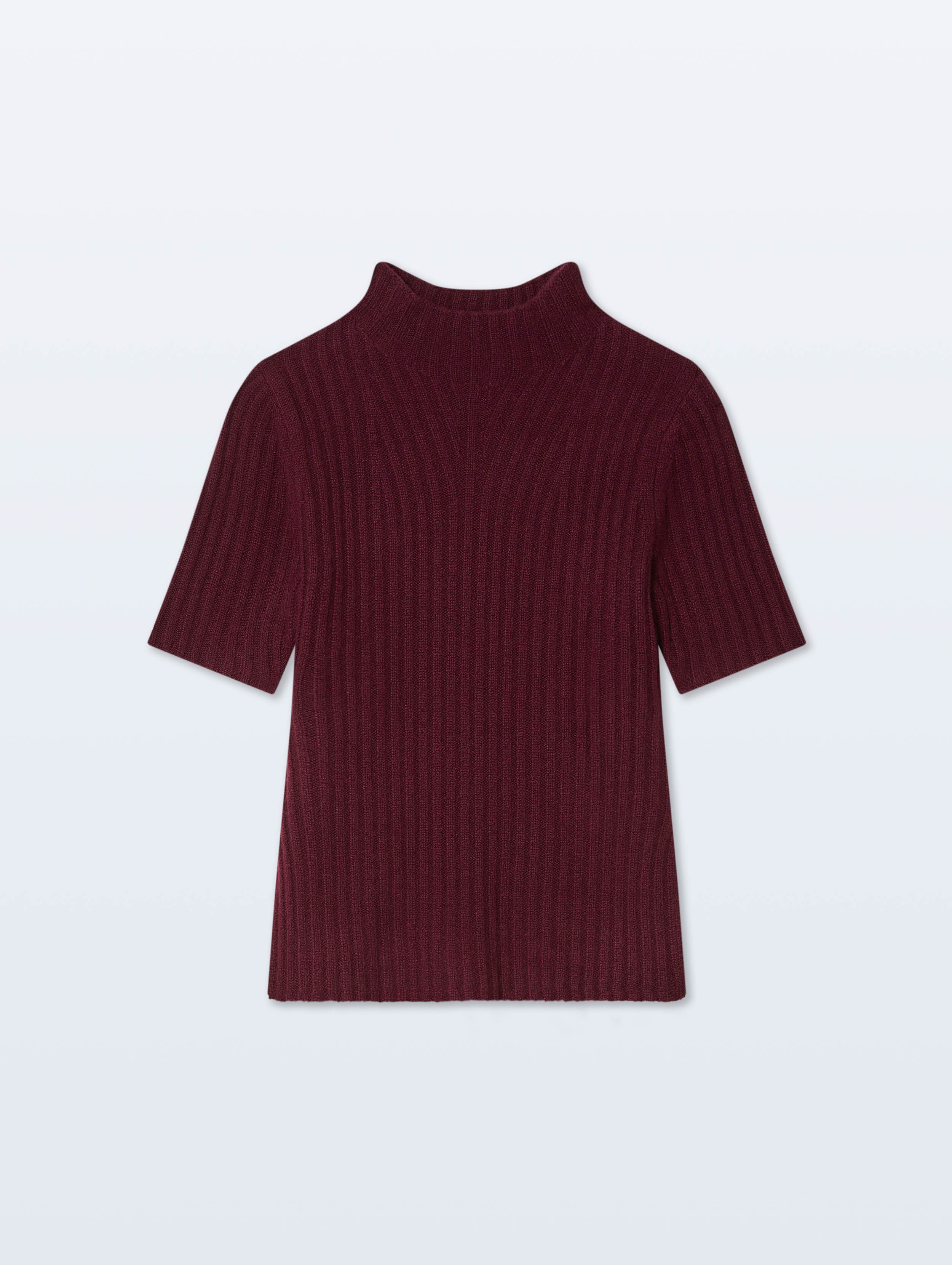 Cashmere Ribbed Mockneck | Sangria