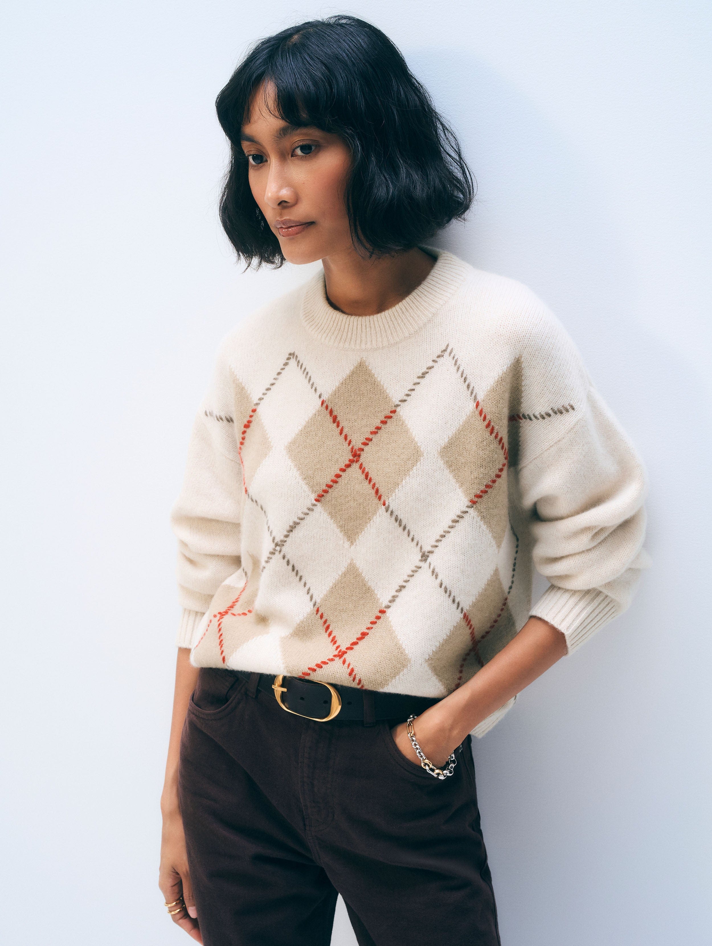 Cashmere Argyle Crewneck