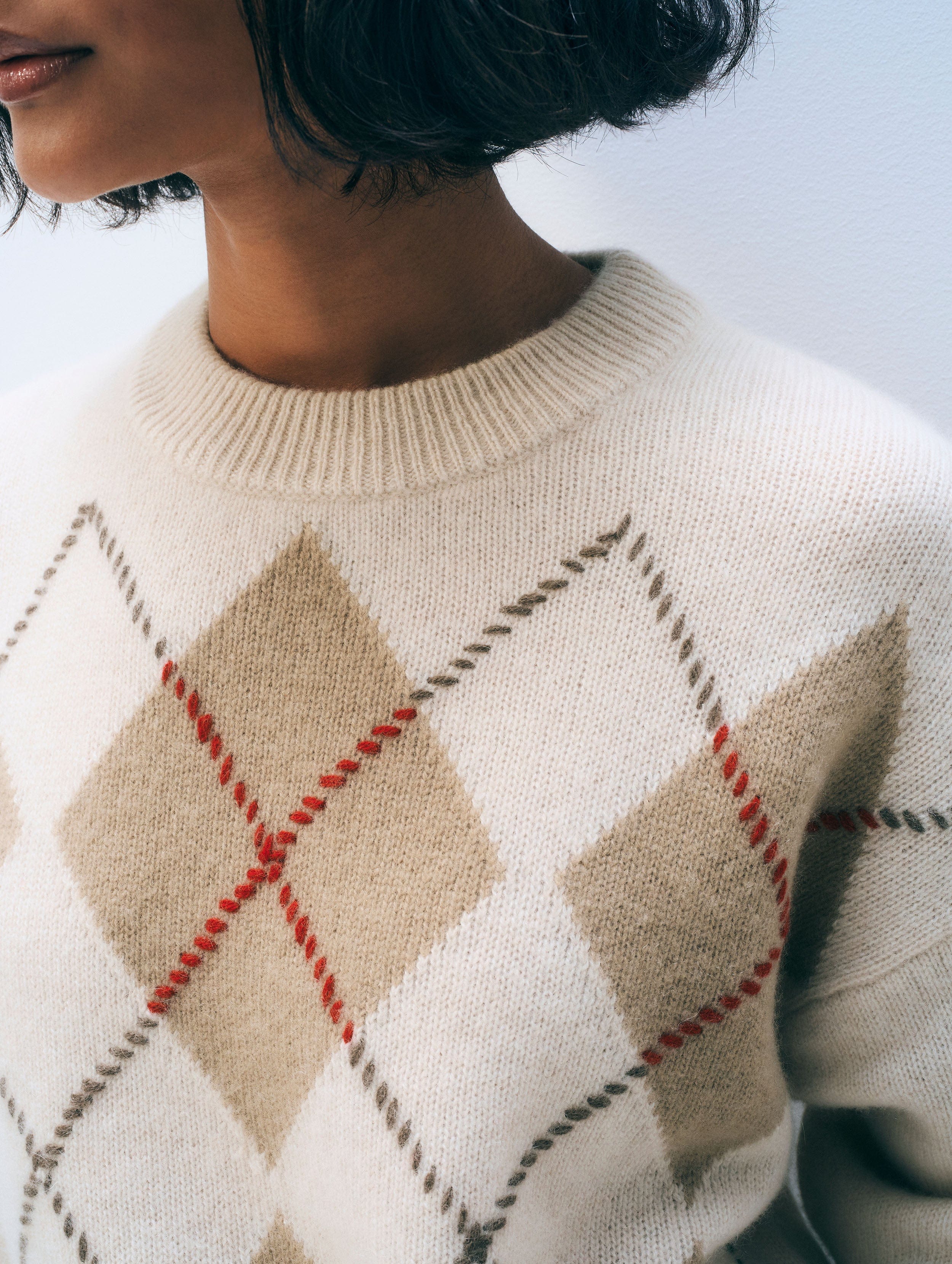 Cashmere Argyle Crewneck