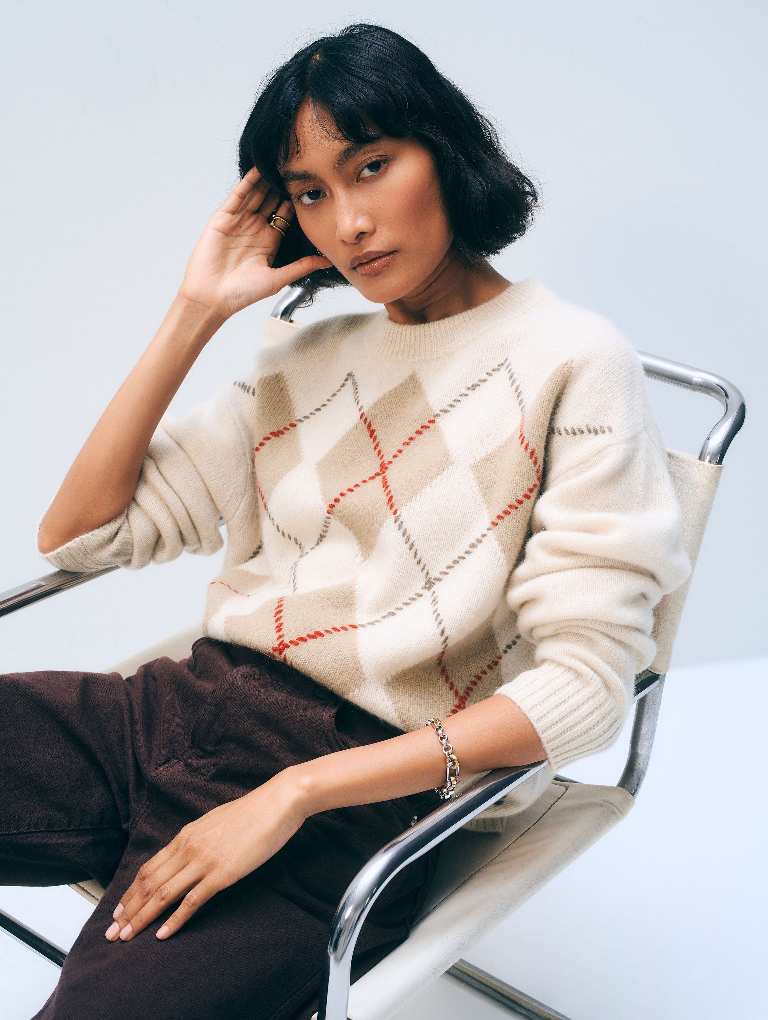 Cashmere Argyle Crewneck