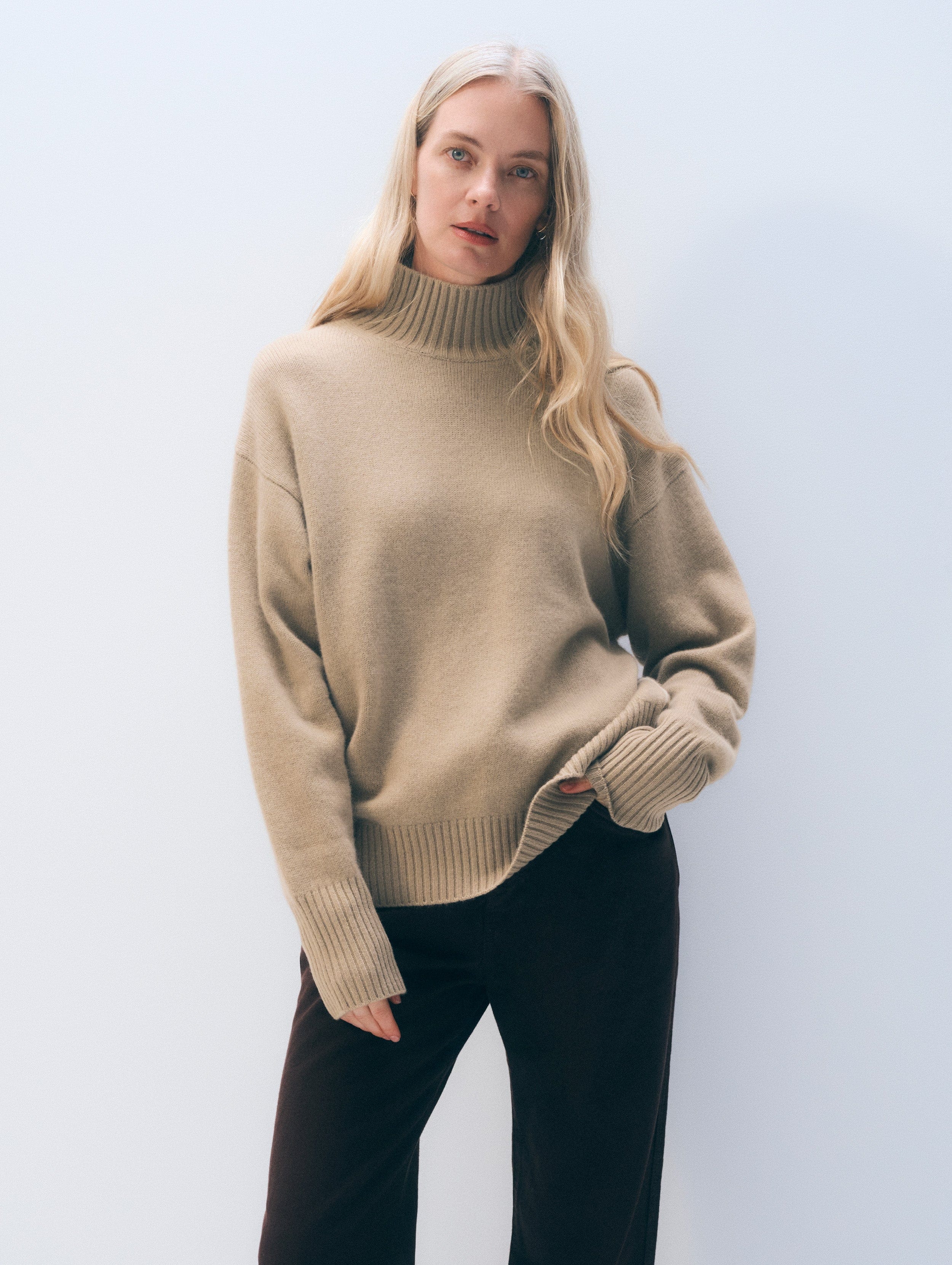 Cashmere Oversized Standneck Khaki