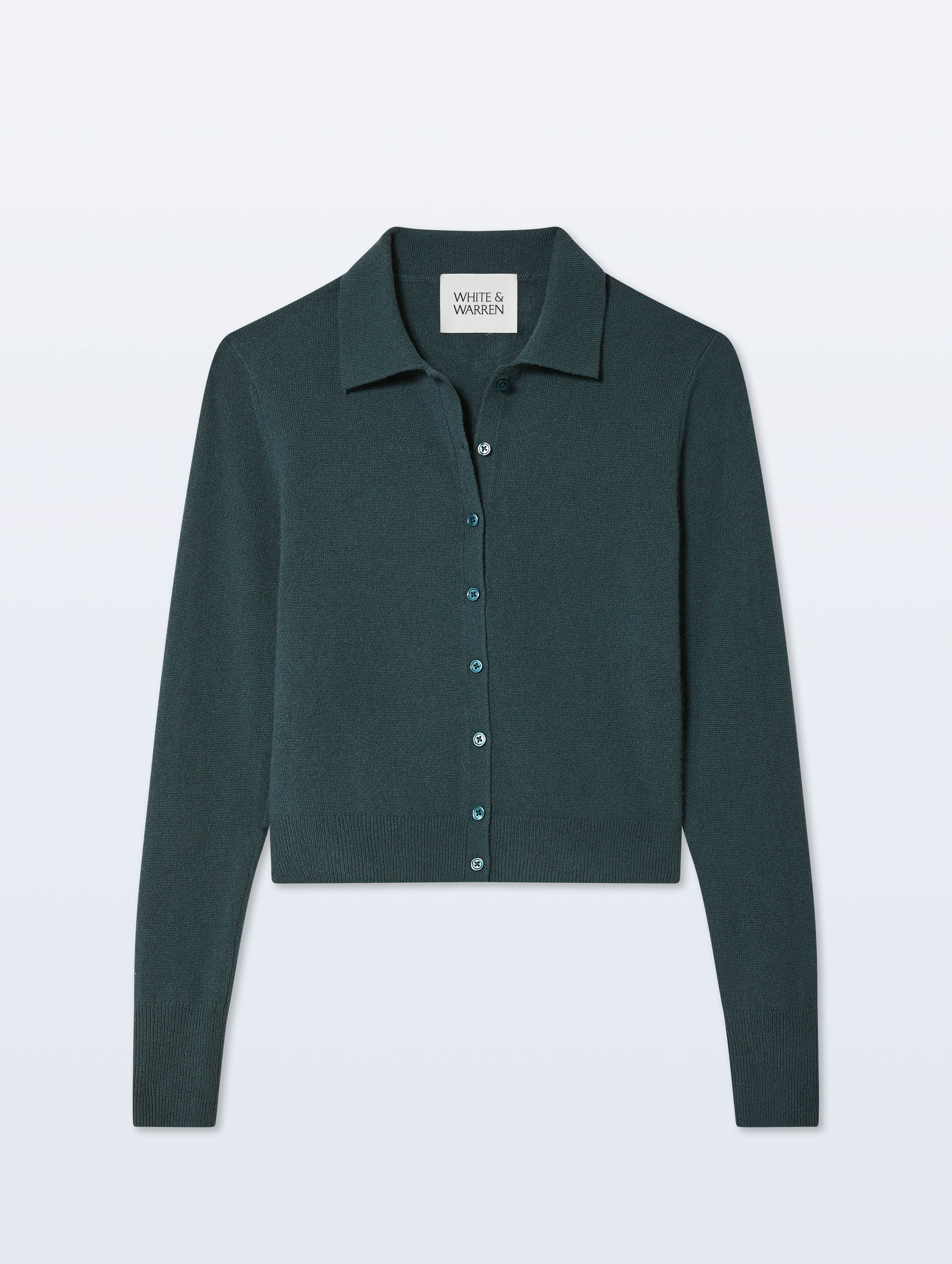 Cashmere Collared Cardigan | Juniper Green