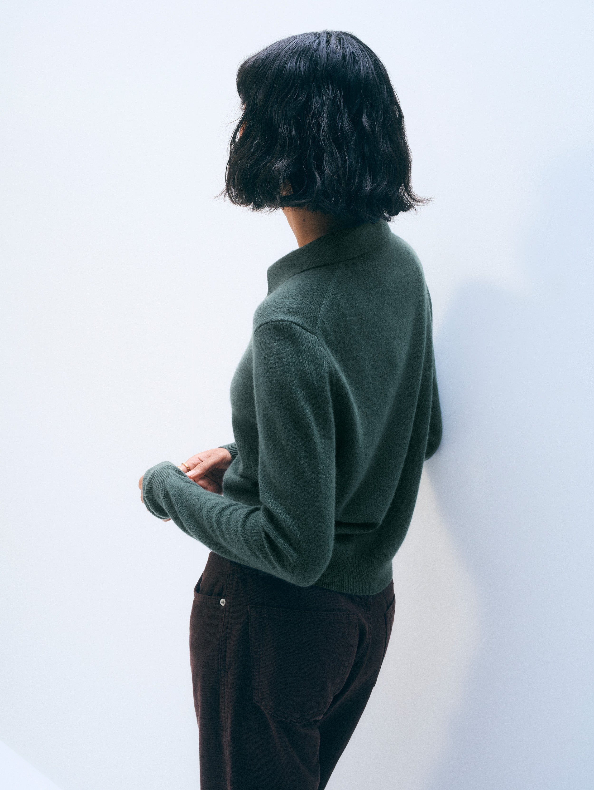 Cashmere Collared Cardigan | Juniper Green