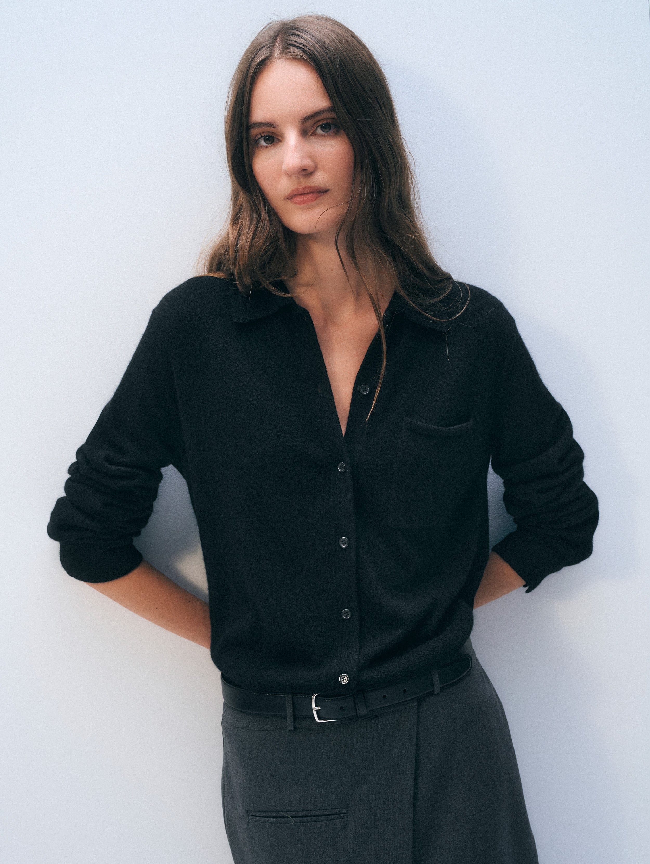 Cashmere Button Shirt Black