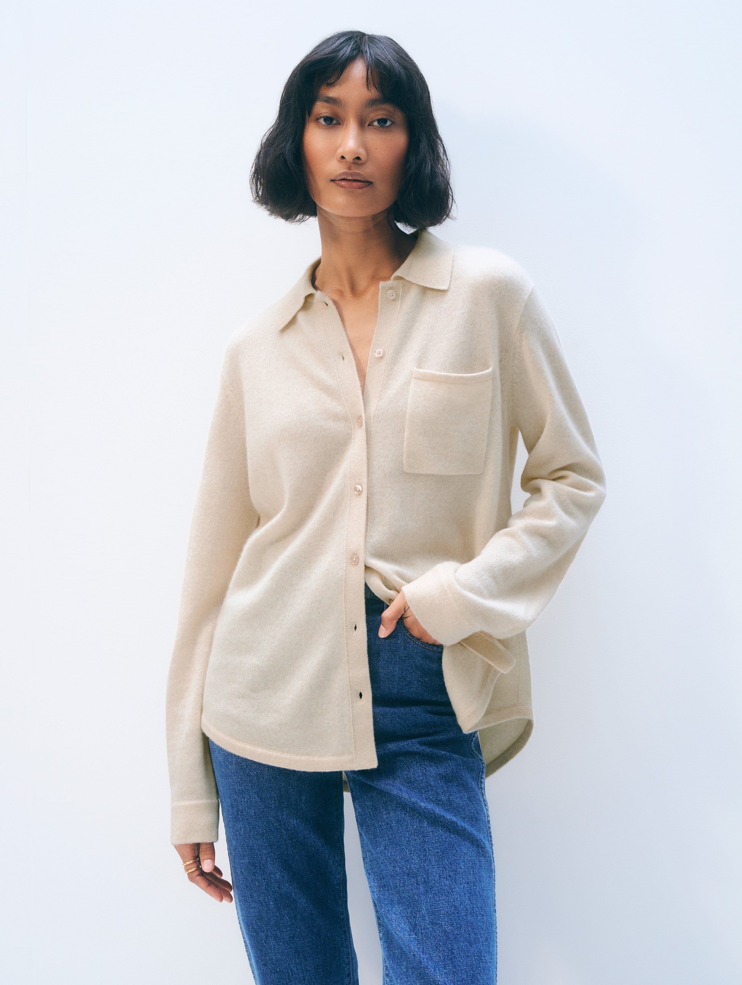 Cashmere Button Shirt Natural Heather - Main Image