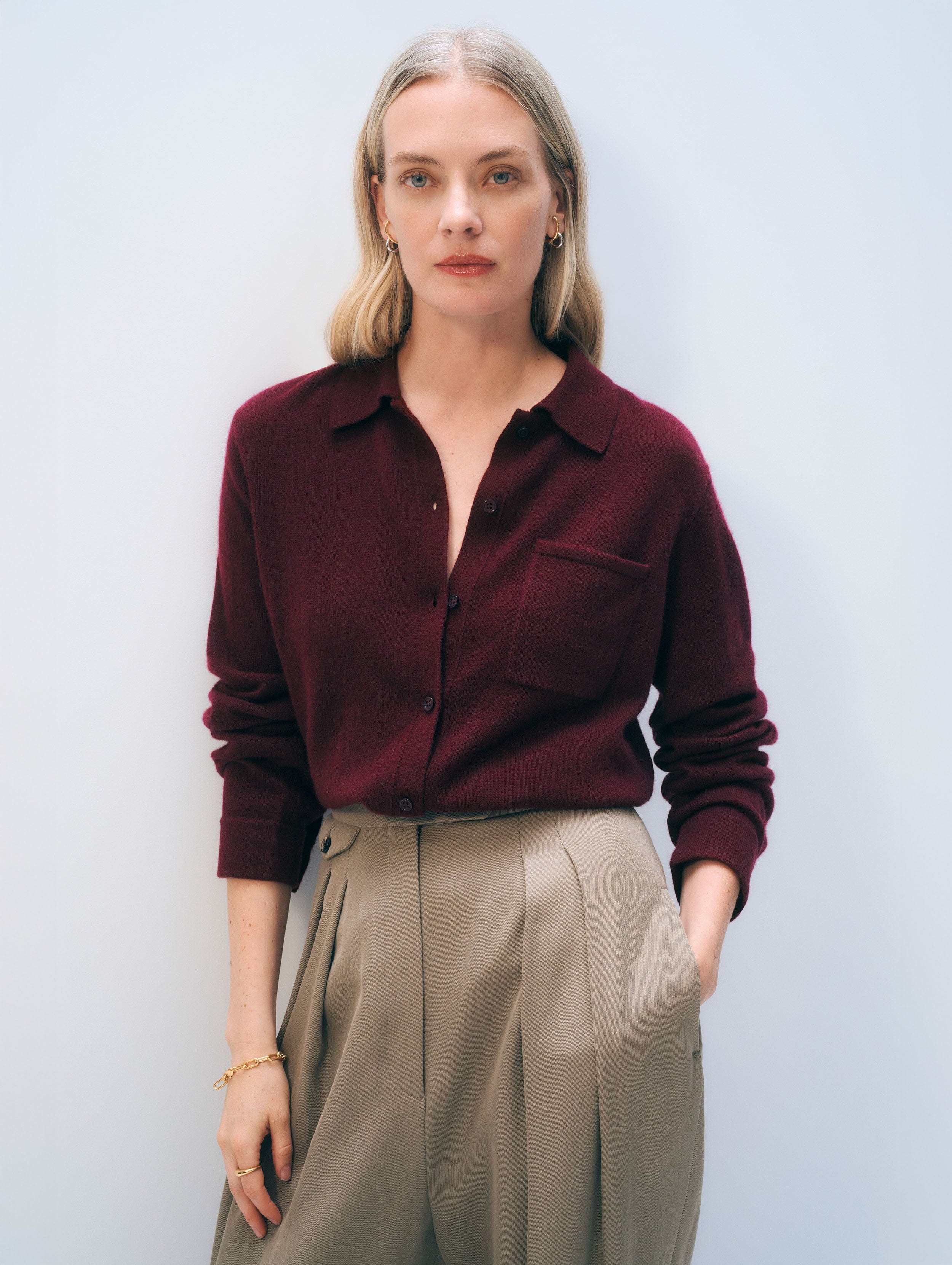 Cashmere Button Shirt | Sangria