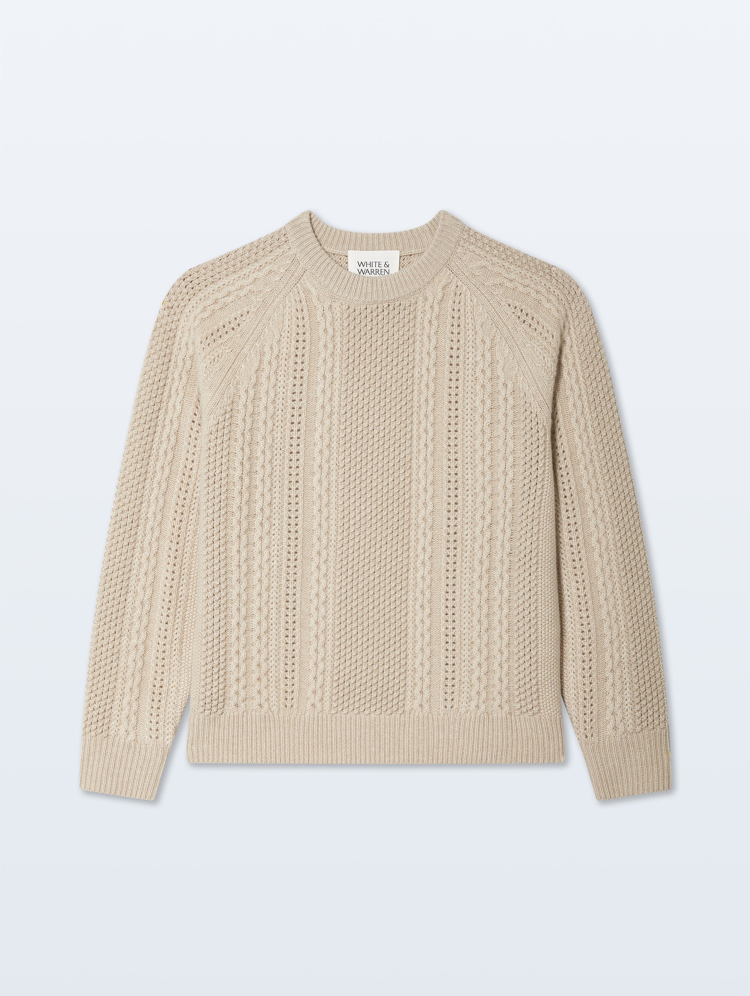 Cashmere Luxe Cable Crewneck | Natural Heather