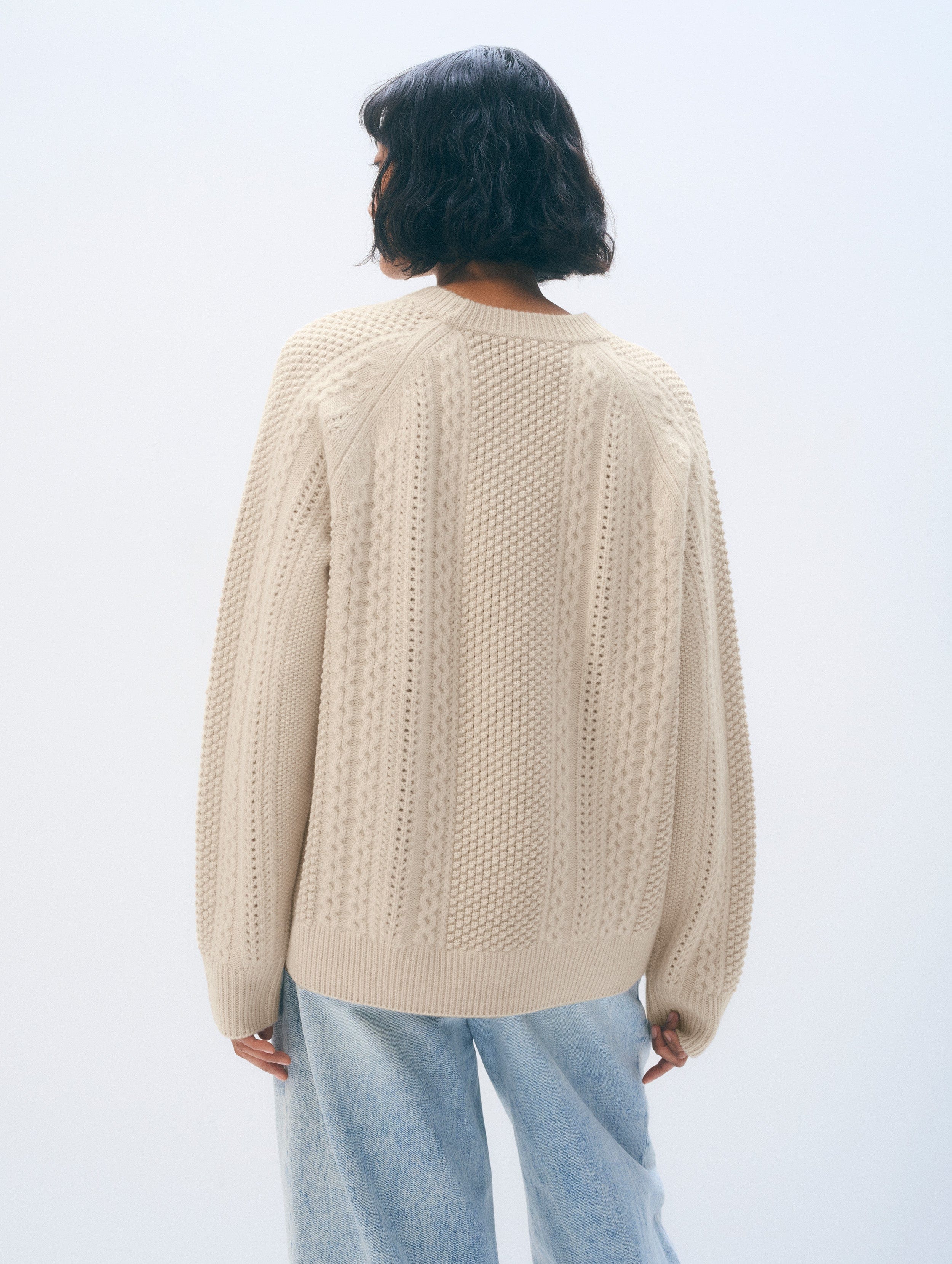Cashmere Luxe Cable Crewneck | Natural Heather