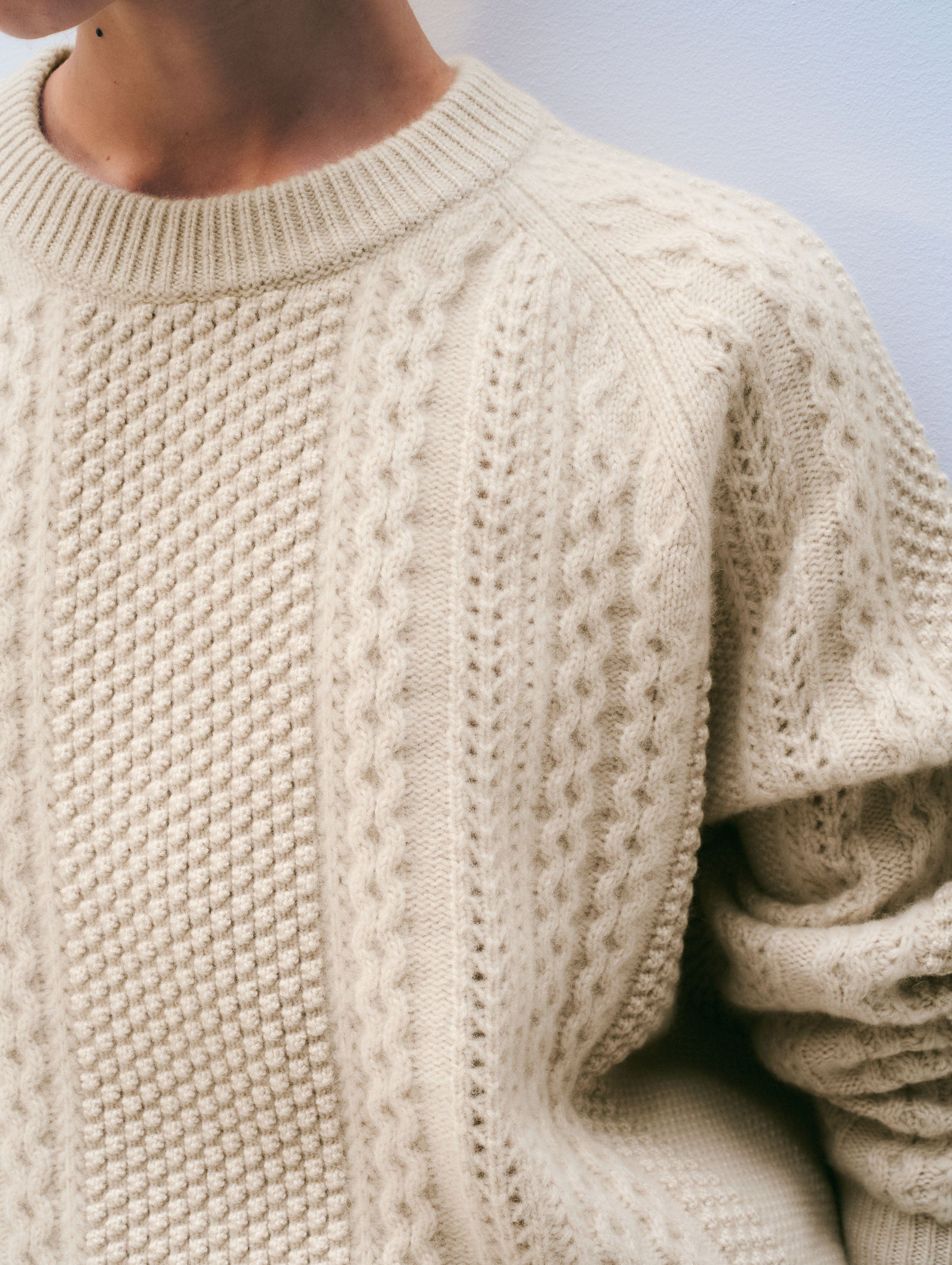 Cashmere Luxe Cable Crewneck | Natural Heather